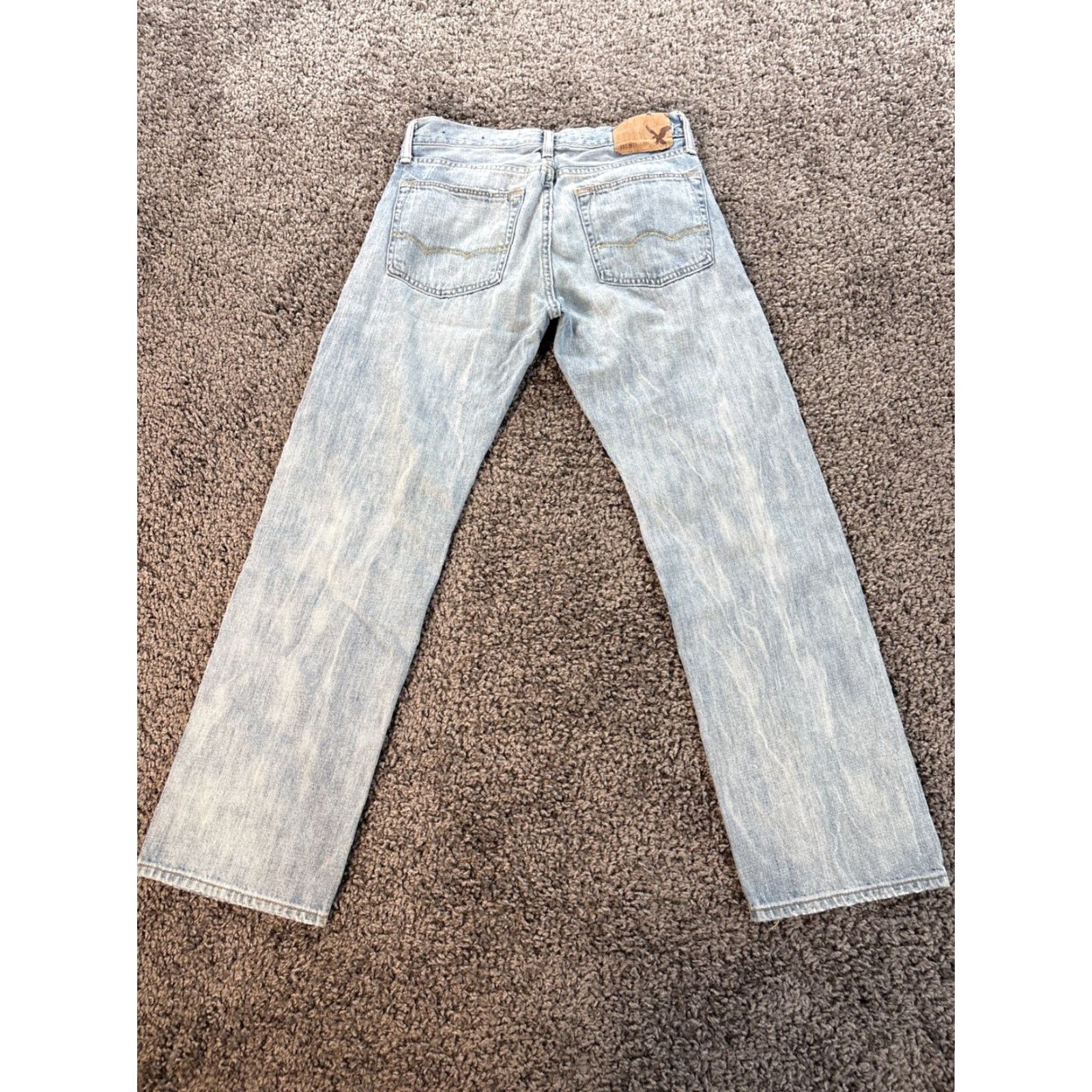 American Eagle Outfitters American Eagle Outfitters Jeans Men 30x29 Light Wash Relaxed Straight Blue Logo Distressed 5-Pocket Denim 29 Inseam Regular XS-? Size US 30 / EU 46 - 6 Thumbnail