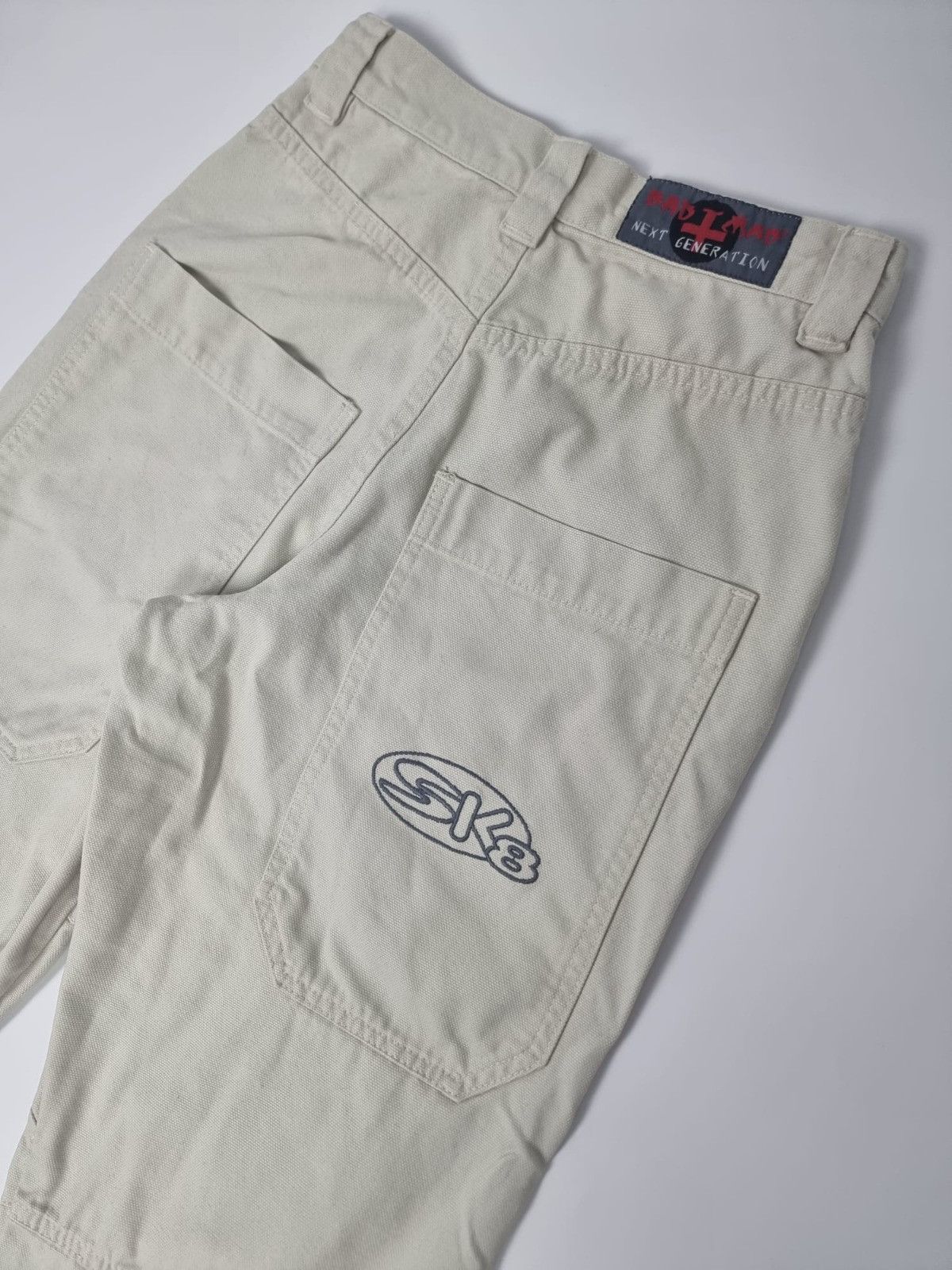 Japanese Brand × Vintage vintage Bad+Mad double knee baggy pants XS womens beige Size 26" / US 2 / IT 38 - 6 Thumbnail