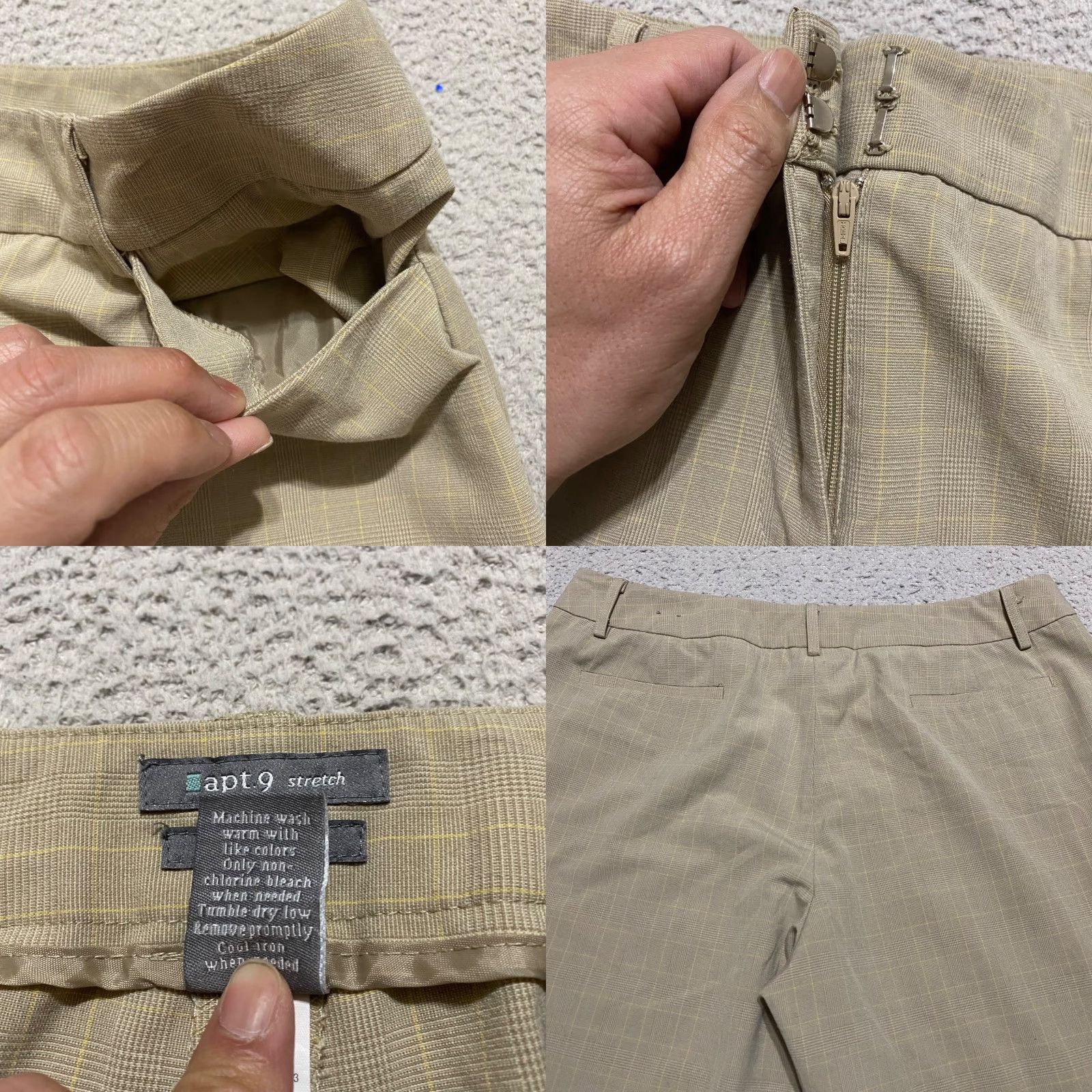 Apt. 9 Apt. 9 Womens Pants Beige Plaid Wide-Leg Cropped High Rise 12 Casual Business Travel Distinctive Pockets Womens Size 34" / US 12 / IT 48 - 8 Thumbnail
