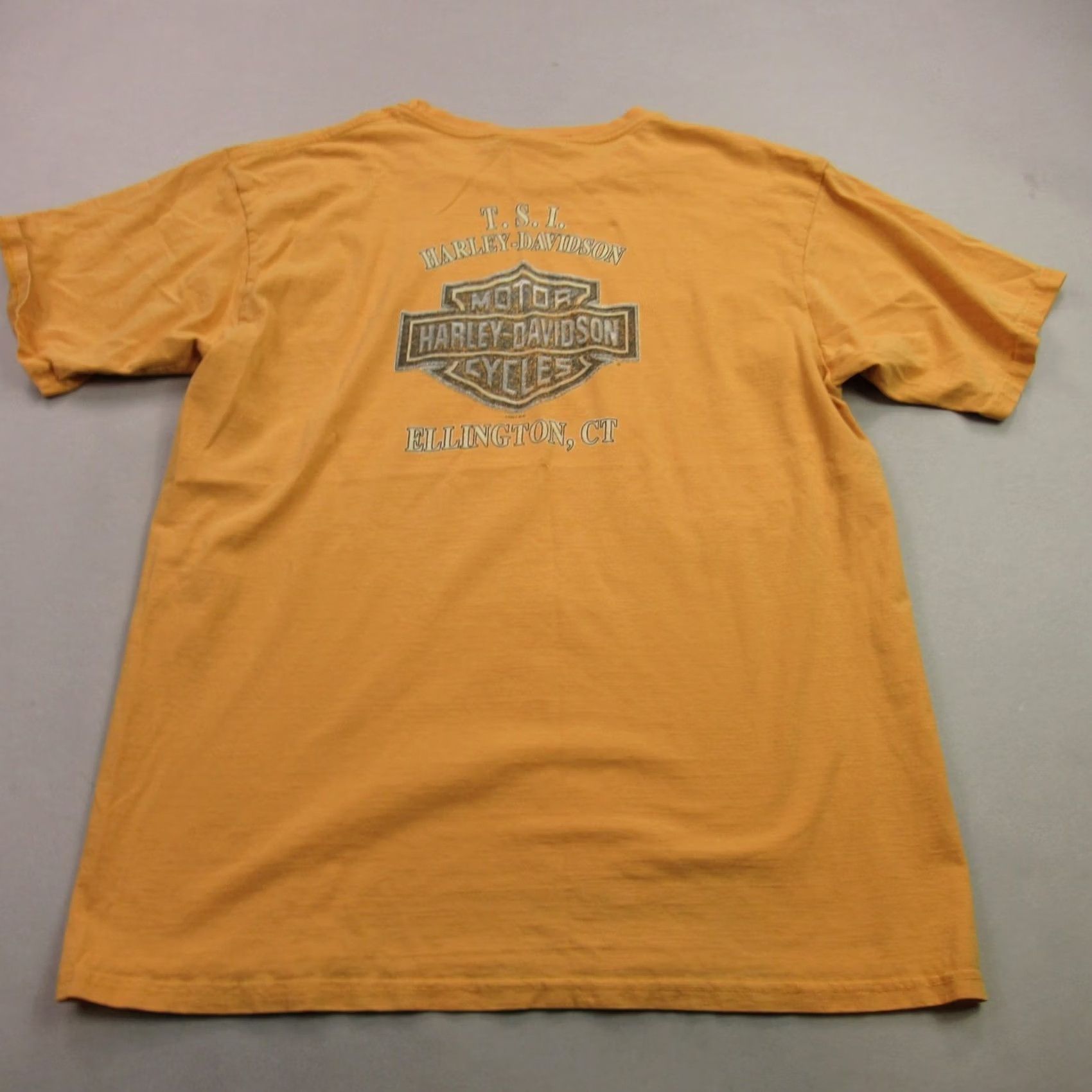 Harley Davidson Harley-Davidson Shirt XL Mens Short Sleeve Crew Neck Yellow Ellington CT Size US XL / EU 56 / 4 - 6 Thumbnail
