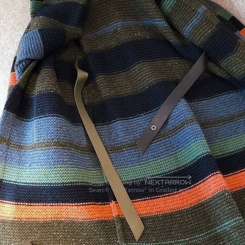 Loro Piana Loro Piana Colorful wide stripe long knitted coat with sca Size S / US 4 / IT 40 - 6 Thumbnail