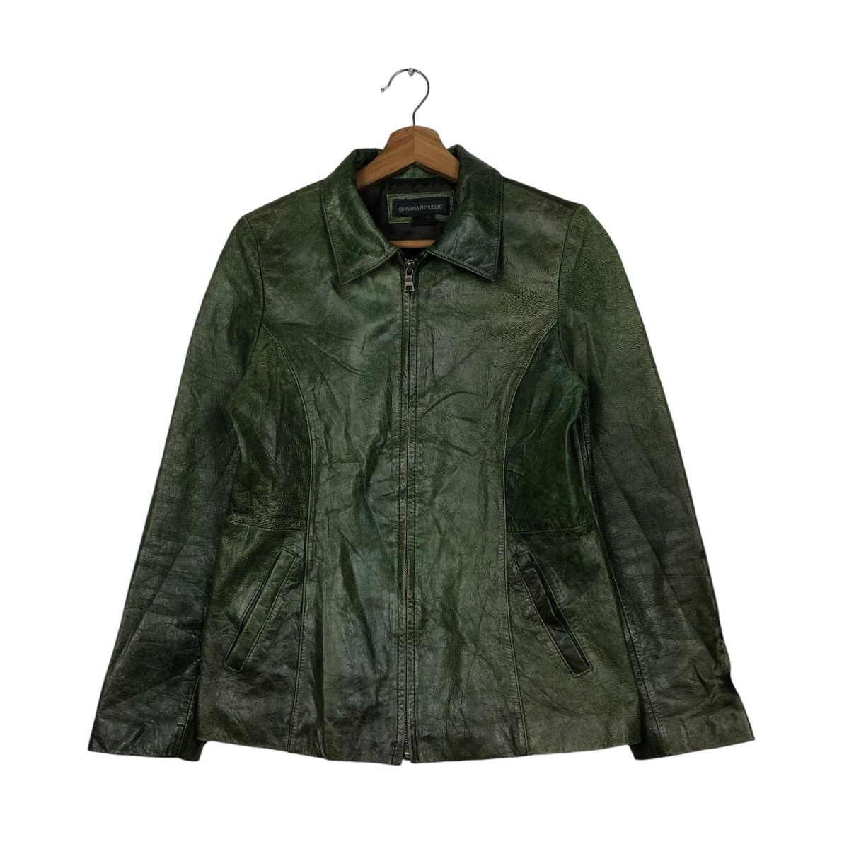 Japanese Brand 🔥VINTAGE BIKER CROPPED LEATHER JACKET BANANA REPUBLIC Size US M / EU 48-50 / 2 - 3 Thumbnail