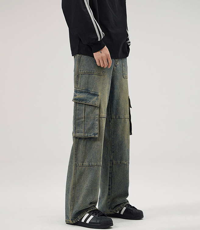 Japanese Brand × Jean Vintage washed multi-pocket straight loose cargo jeans Size US 32 / EU 48 - 4 Thumbnail