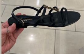 Saint Laurent Paris os11x0126 Cassandra Flat Sandals in Black Size US 11 / IT 41 - 3 Thumbnail