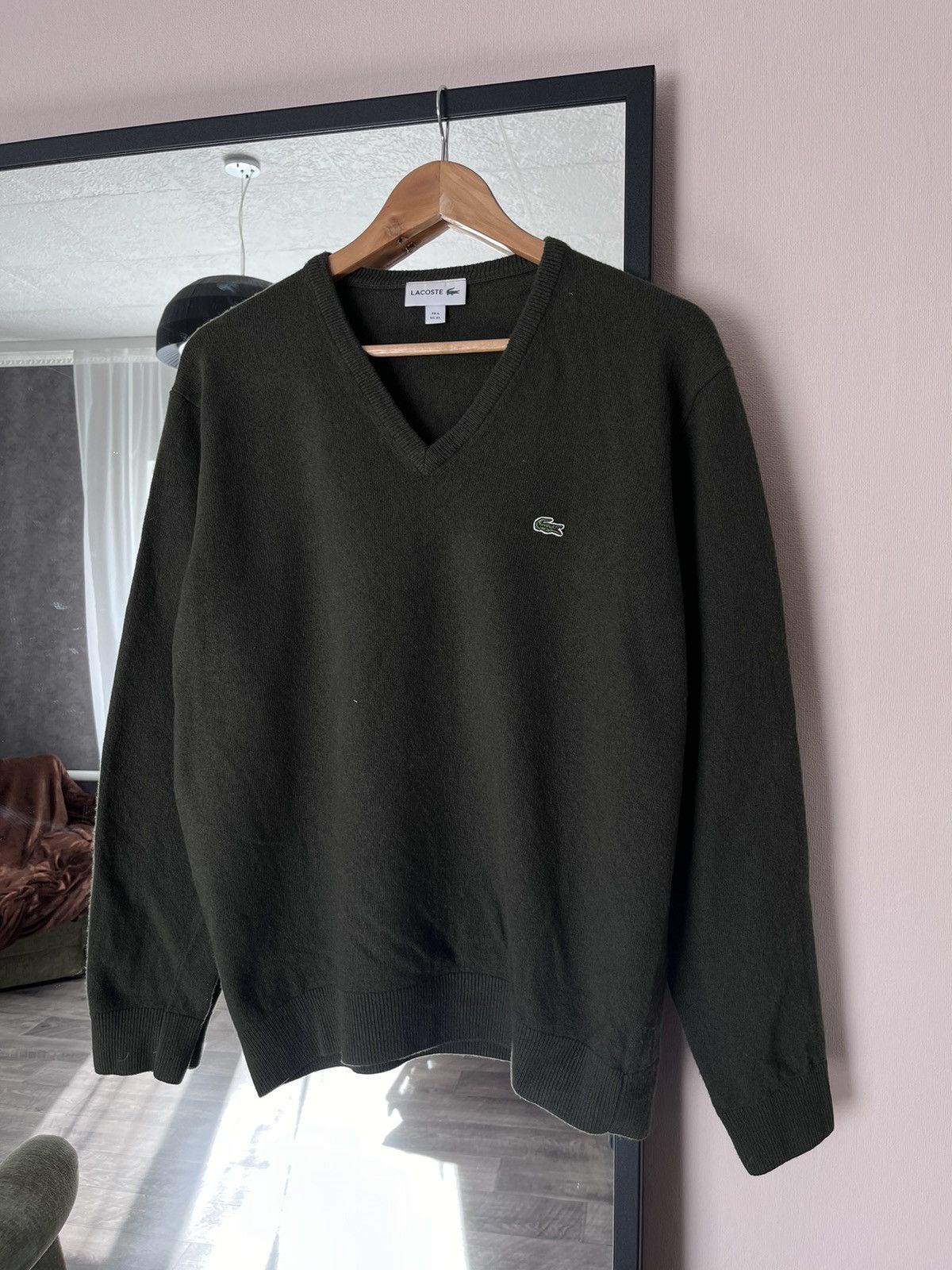 Lacoste Men’s Lacoste V Neck Green New Wool Jumper Sweater Size US XL / EU 56 / 4 - 1 Thumbnail