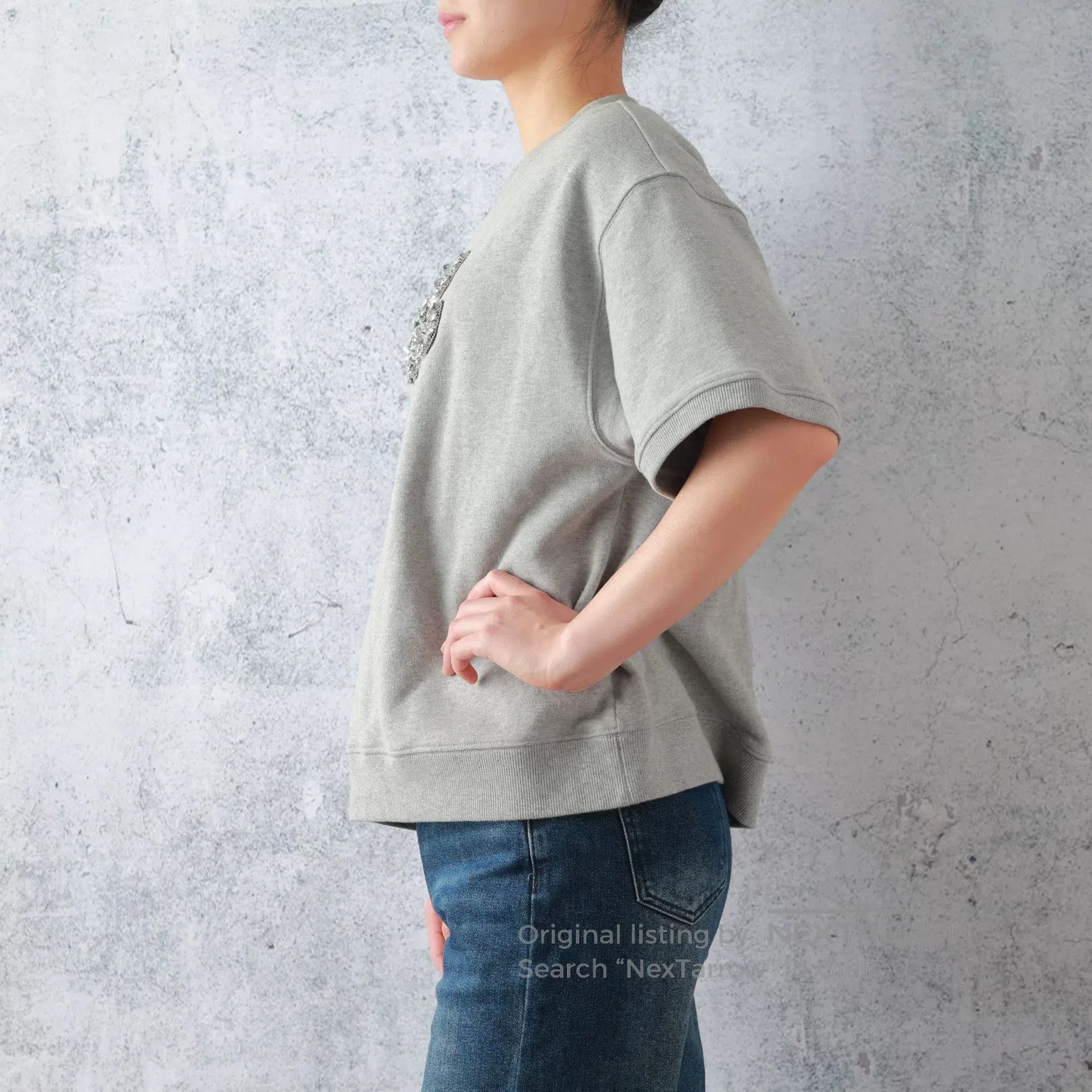 Other Miumiu Gray Cotton Rhinestone Crew Neck Tee. Size S / US 4 / IT 40 - 4 Thumbnail