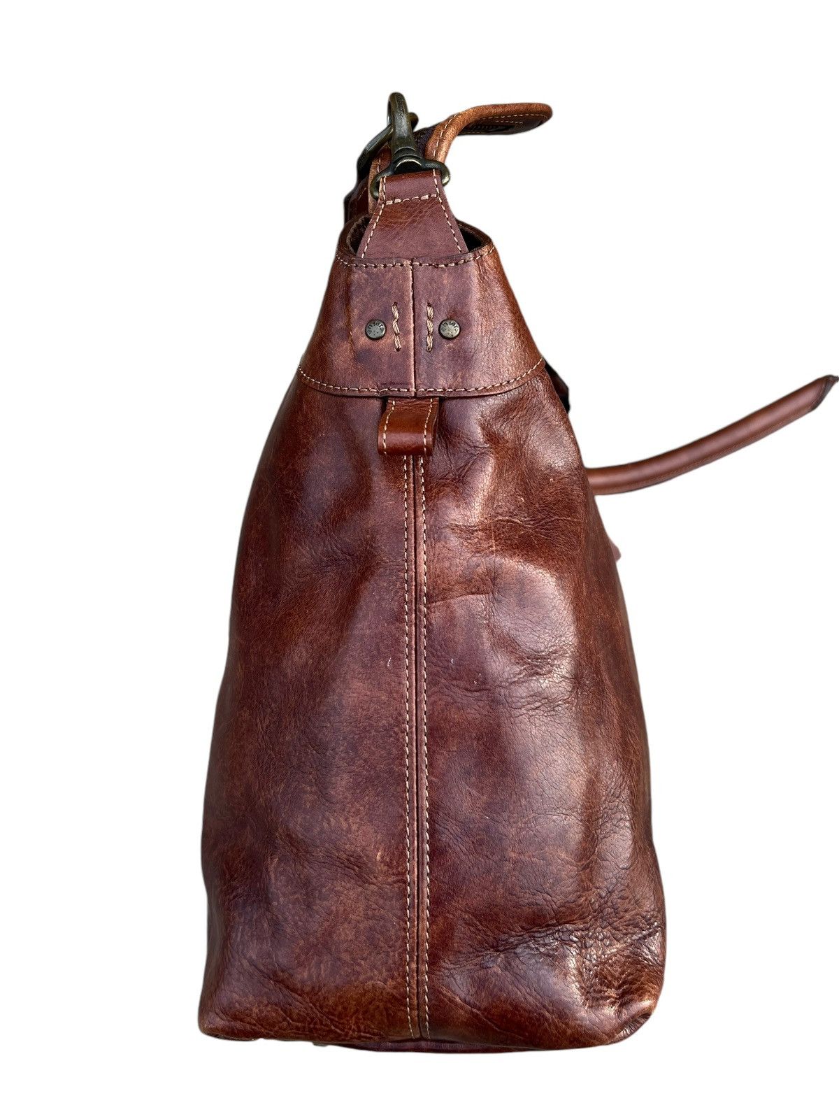 Leather Vintage Aniary Japan Distress Patina Leather 2 Way Bag Size ONE SIZE - 12 Thumbnail