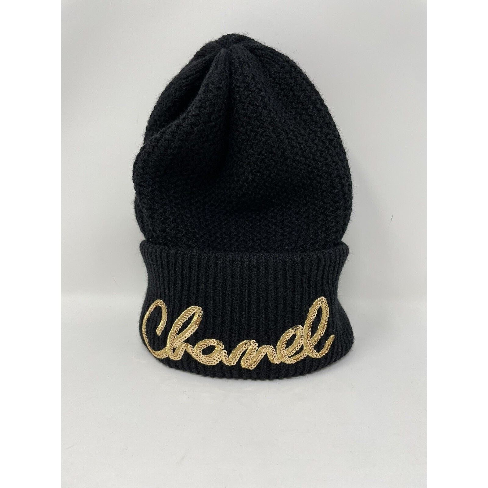 Chanel Chanel Black Cashmere Hat 22A Script Gold Size ONE SIZE - 3 Thumbnail