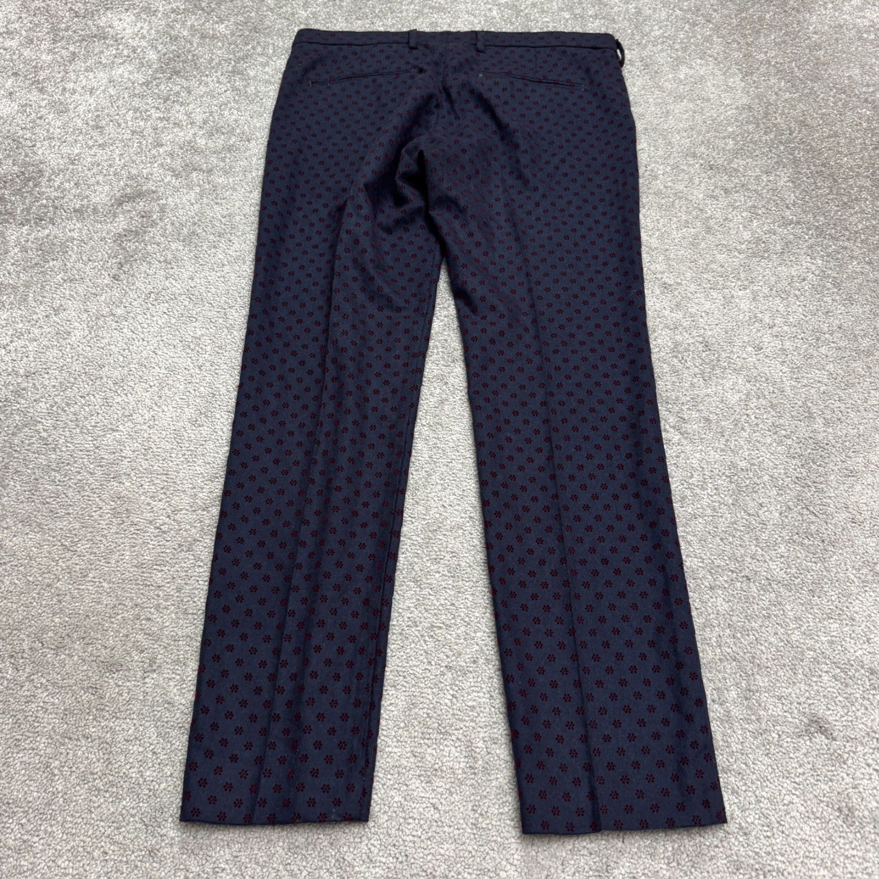 Vintage Entre Amis Dress Pants Mens 31 Gray Floral Wool Slim Straight Size US 34 / EU 50 - 2 Thumbnail