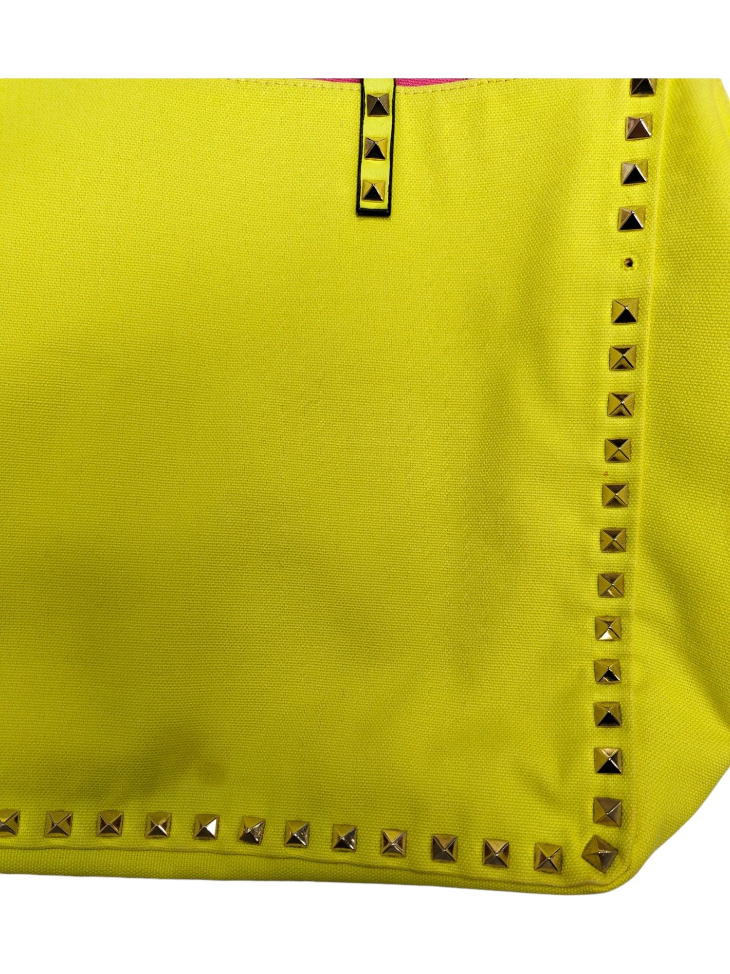 Valentino Yellow And Pink Rockstud Reversible Canvas Tote Bag Size ONE SIZE - 9 Thumbnail