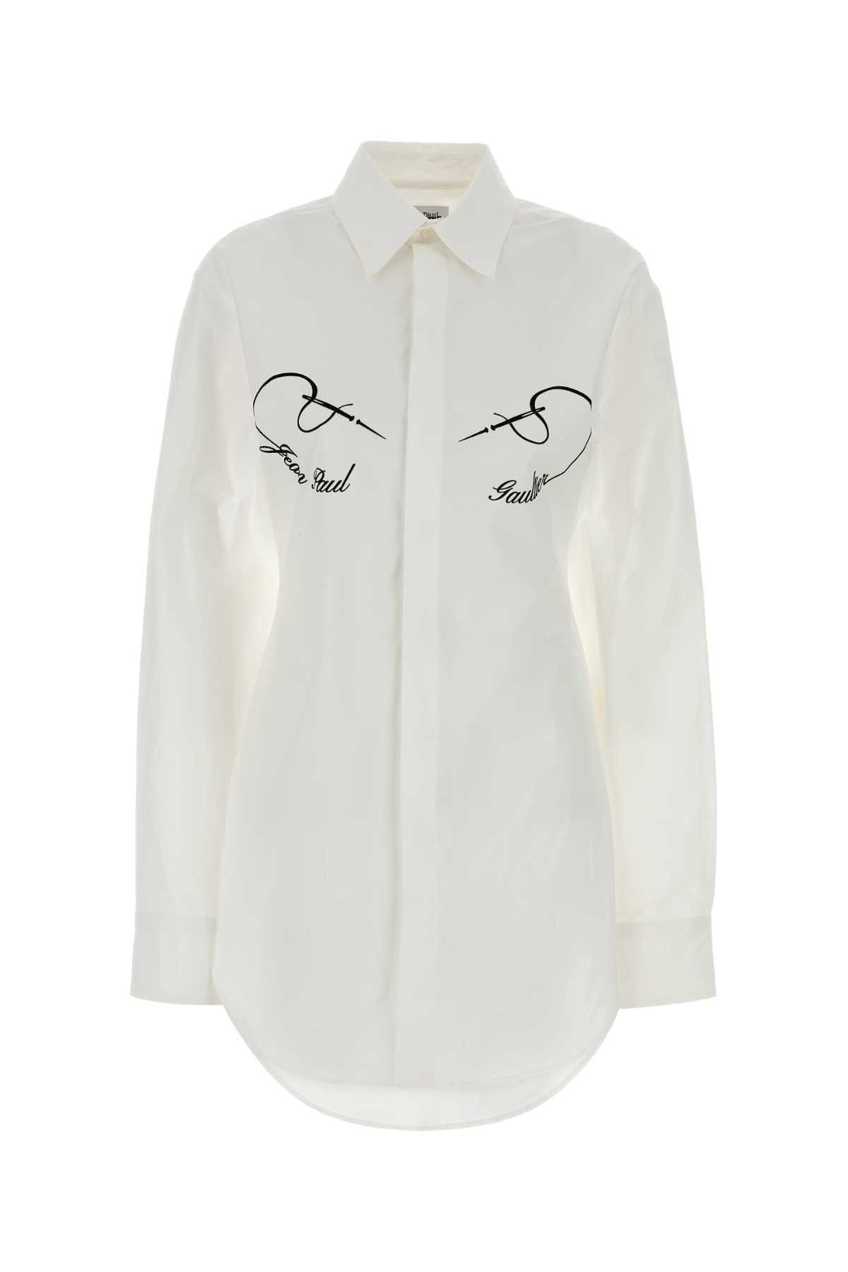 Jean Paul Gaultier White Stretch Poplin Shirt Size XXS / US 00 / IT 34 - 1 Thumbnail