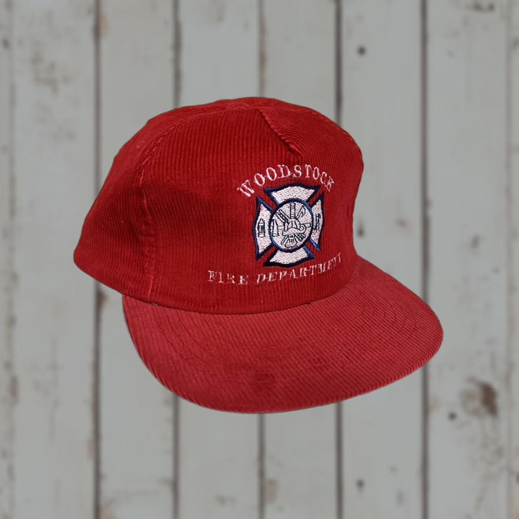 Vintage VINTAGE Woodstock Fire Department Red Corduroy SnapBack Cap Hat Vermont VT Men Adjustable Red Corduroy Baseball Cap WV Size ONE SIZE - 1 Thumbnail