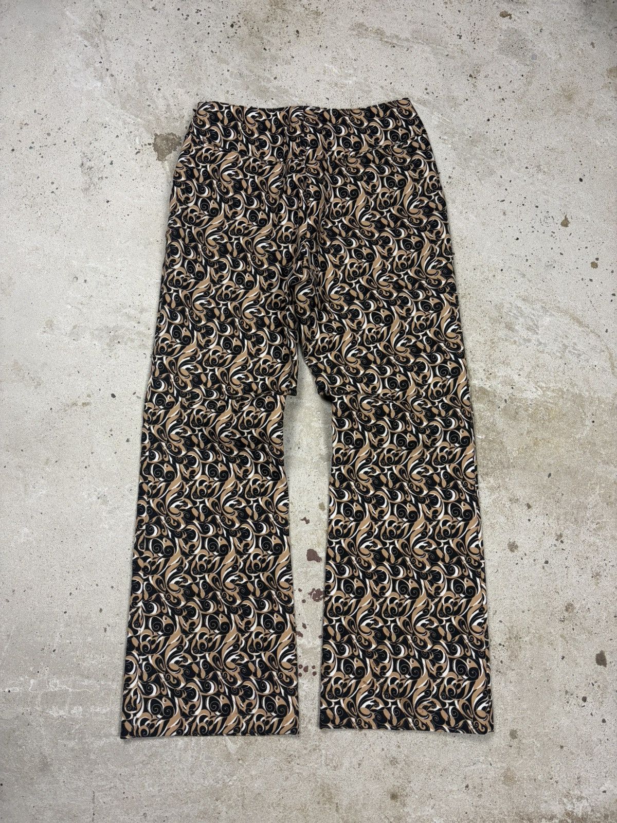 Miu Miu Miu Miu FW 2000 Abstract Geometric Print Flare Pants Bootcut Size 27" / US 4 / IT 40 - 2 Thumbnail