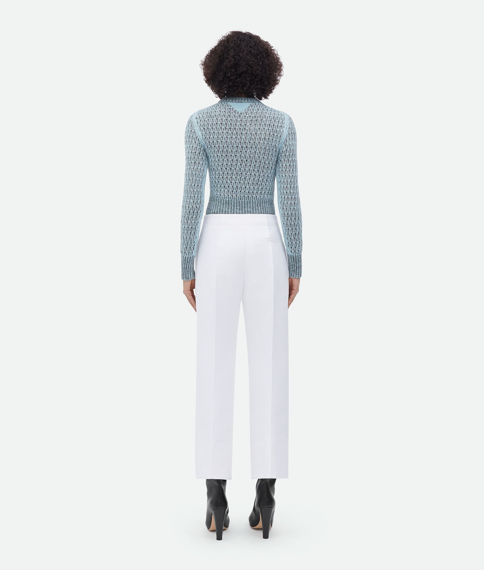 o1bcso1str0225 Curved Shape Cotton Twill Trousers in White