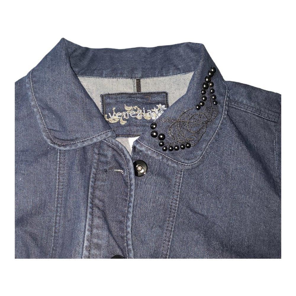 Barena Venezia CT122 Ladies Venezia Denim Embroidered Denim Jacket 18/20 Size XXL / US 16-18 / IT 52-54 - 3 Thumbnail
