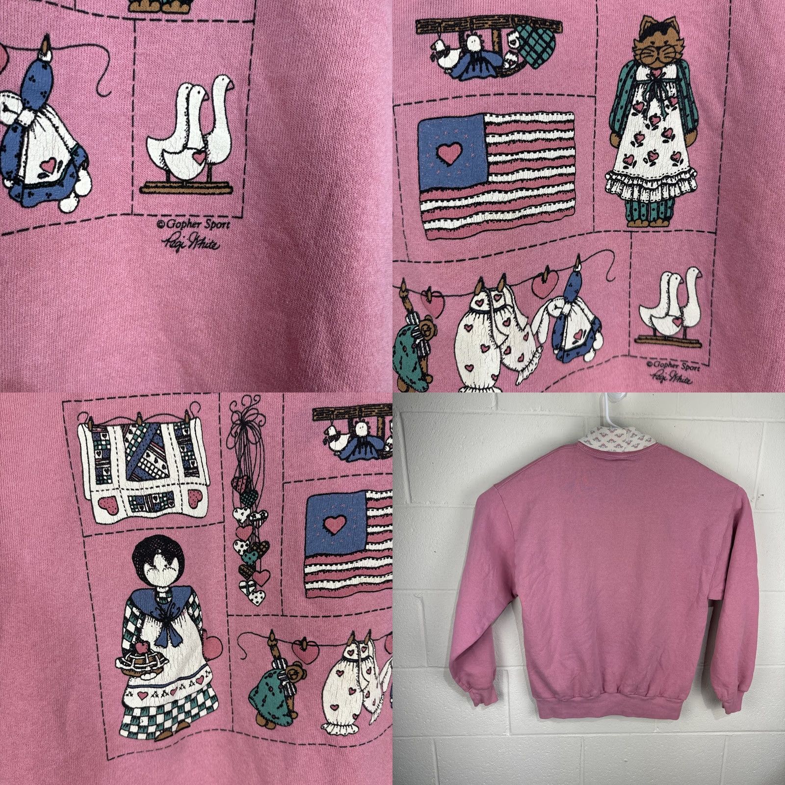 Vintage VINTAGE Gopher Sport Collared Pullover Sweatshirt Women’s USA Heart 80s 90s Retro Pink Long Sleeve Regular L Mens Womens Boys Girls Size L / US 10 / IT 46 - 9 Thumbnail
