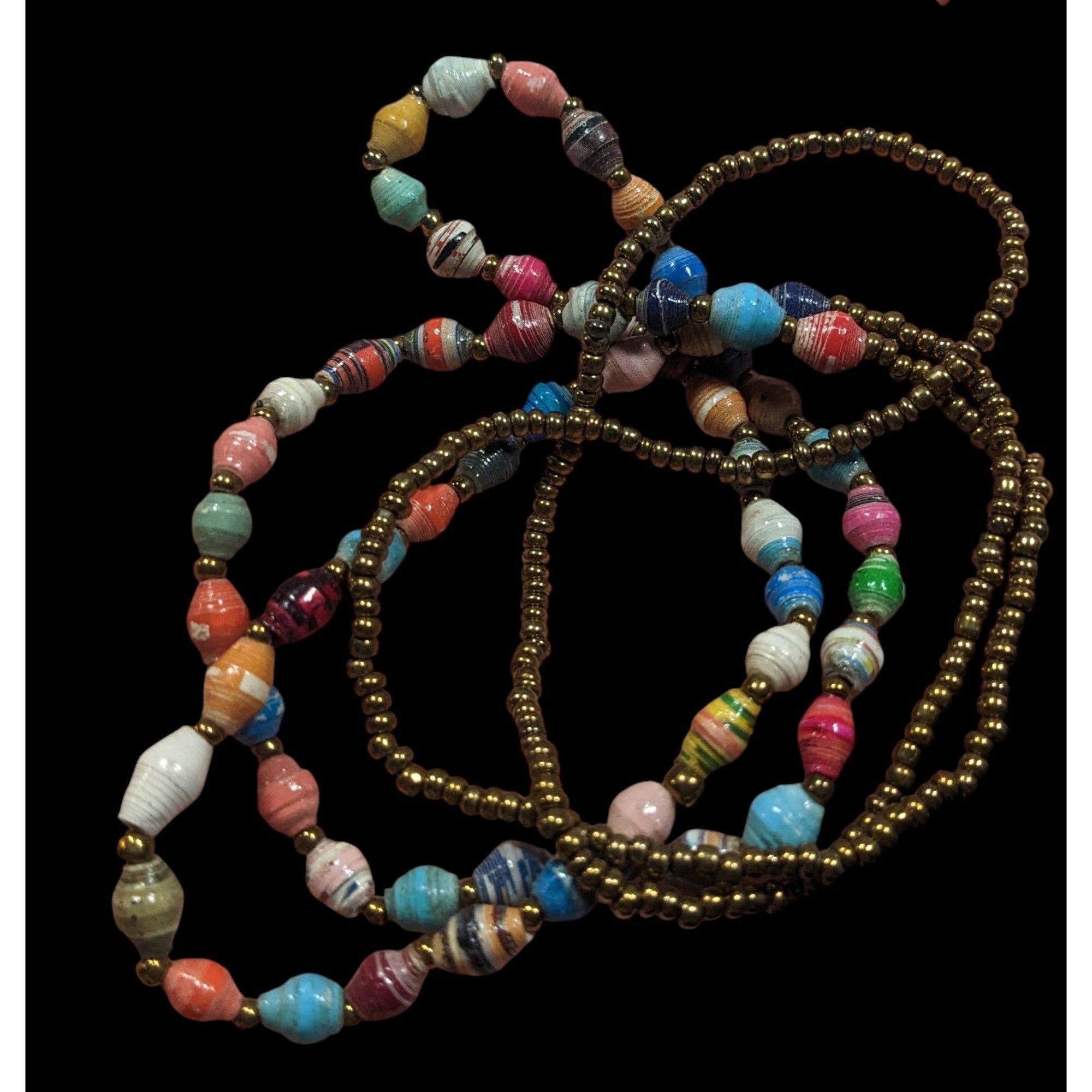 Other Bohemian Rainbow Wrapped Paper And Glass Beaded Necklace Size ONE SIZE - 4 Thumbnail