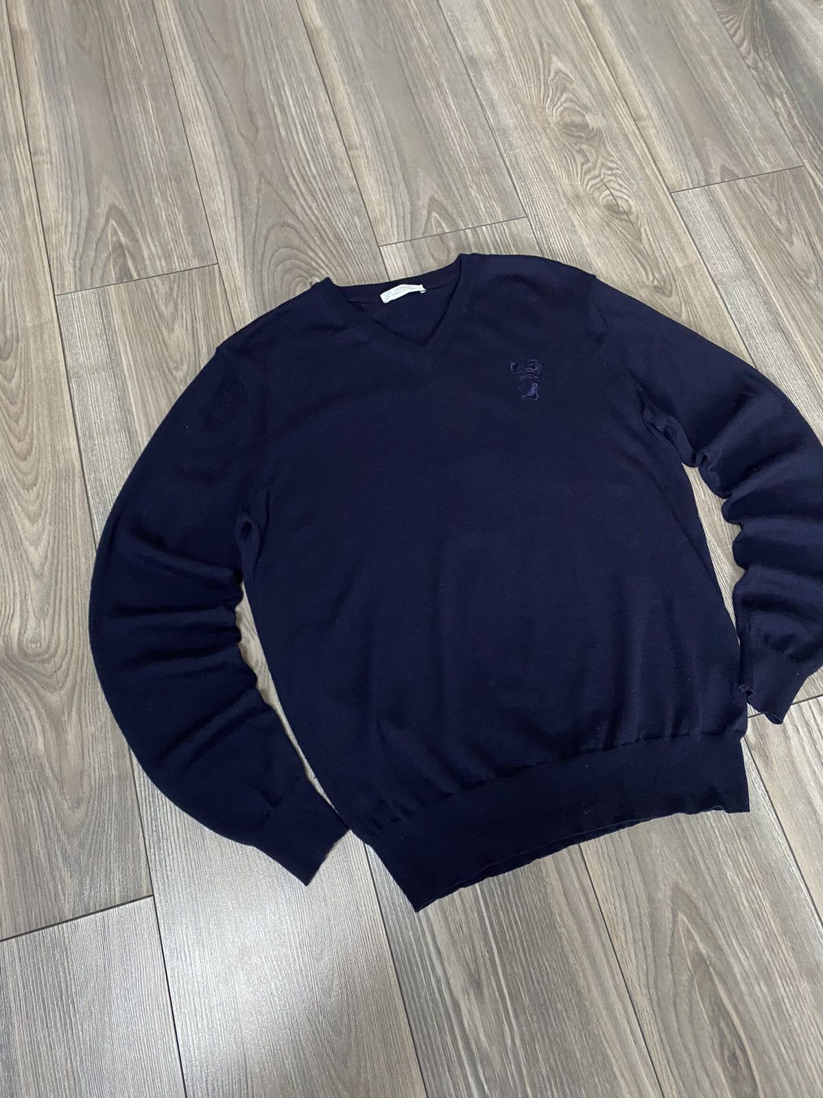 Designer × Versace Vintage Luxury Wool Sweater V-Neck Men’s Size M Size US M / EU 48-50 / 2 - 2 Thumbnail