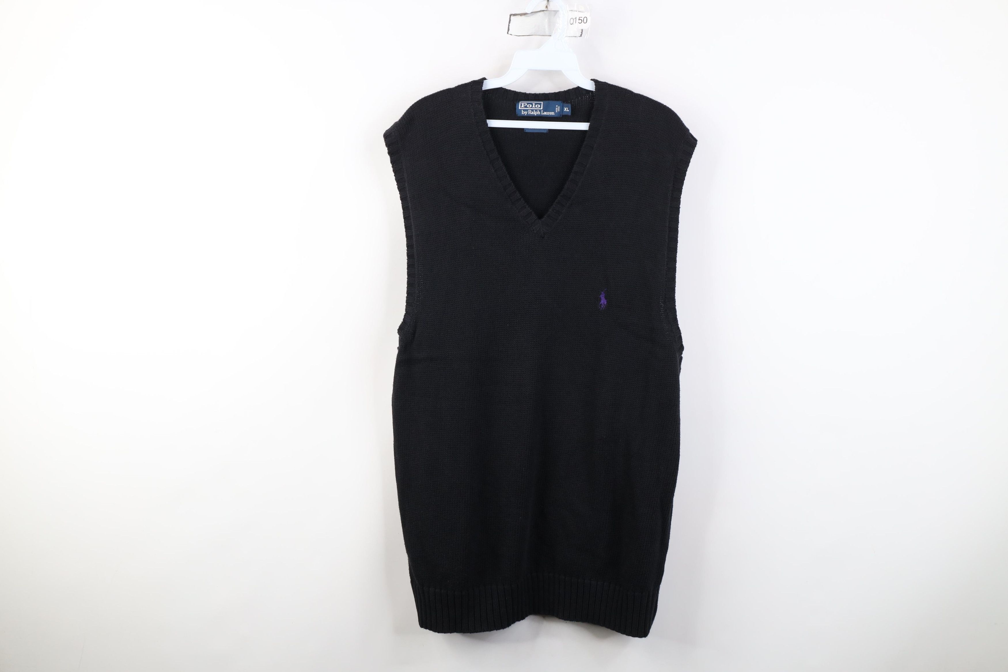 Polo Ralph Lauren Vintage 90s Ralph Lauren Knit V-Neck Sweater Vest Black Size US XL / EU 56 / 4 - 1 Thumbnail