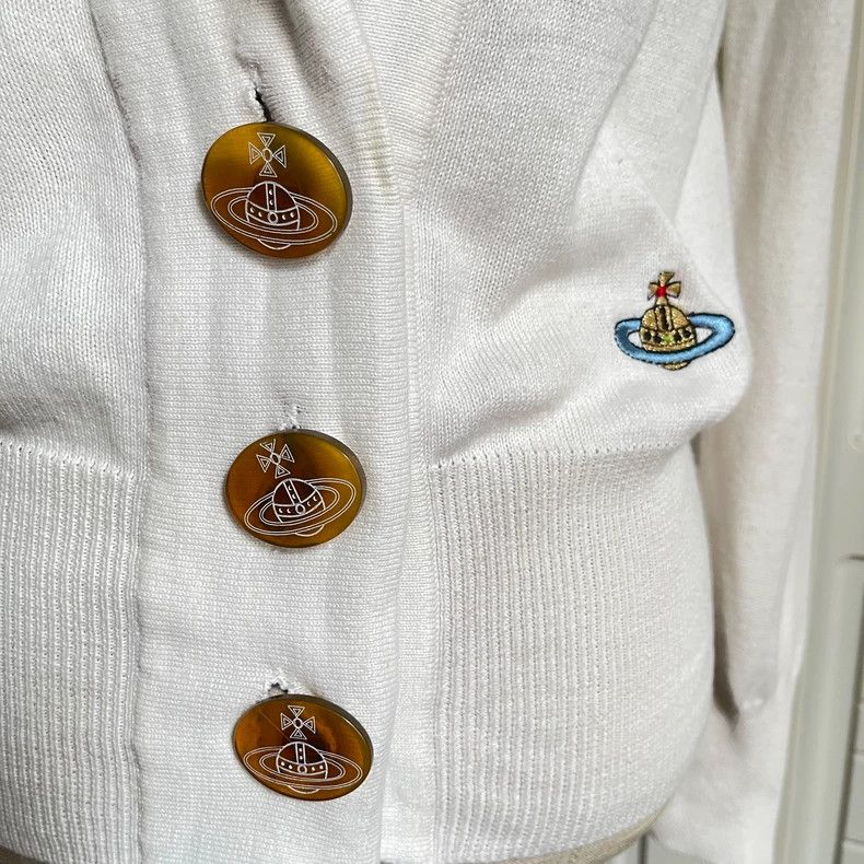 Vivienne Westwood Vivienne Westwood White knit cardigan with black stripes Size M / US 6-8 / IT 42-44 - 3 Thumbnail