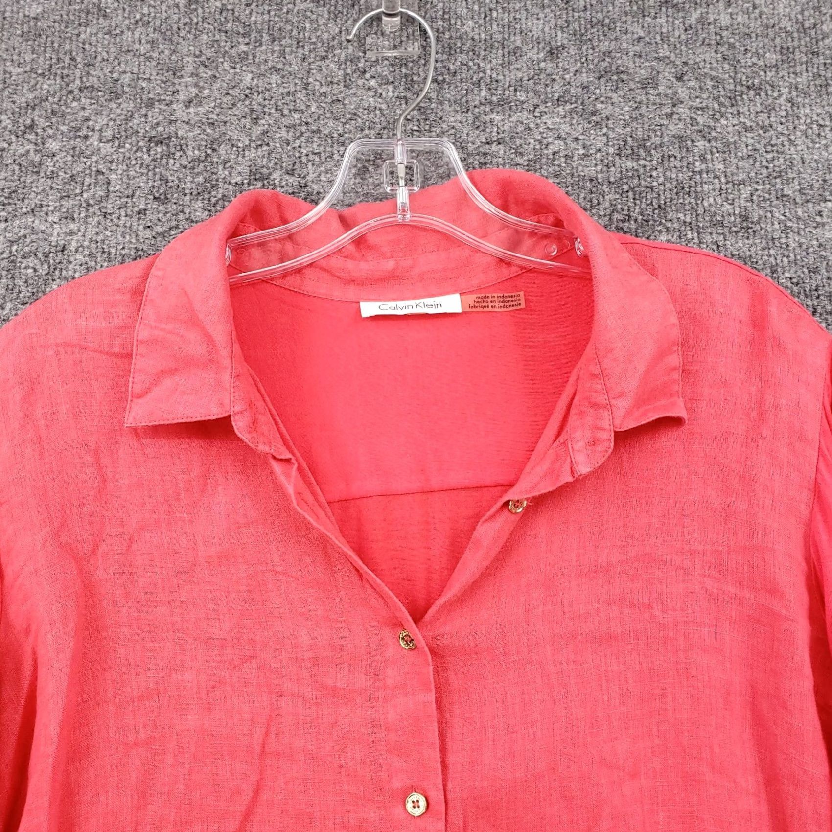 Calvin Klein Calvin Klein Shirt Womens 20 Plus Red Button-Up Tunic Long Sleeves Hi-Low Size 3XL / US 20-22 - 5 Thumbnail