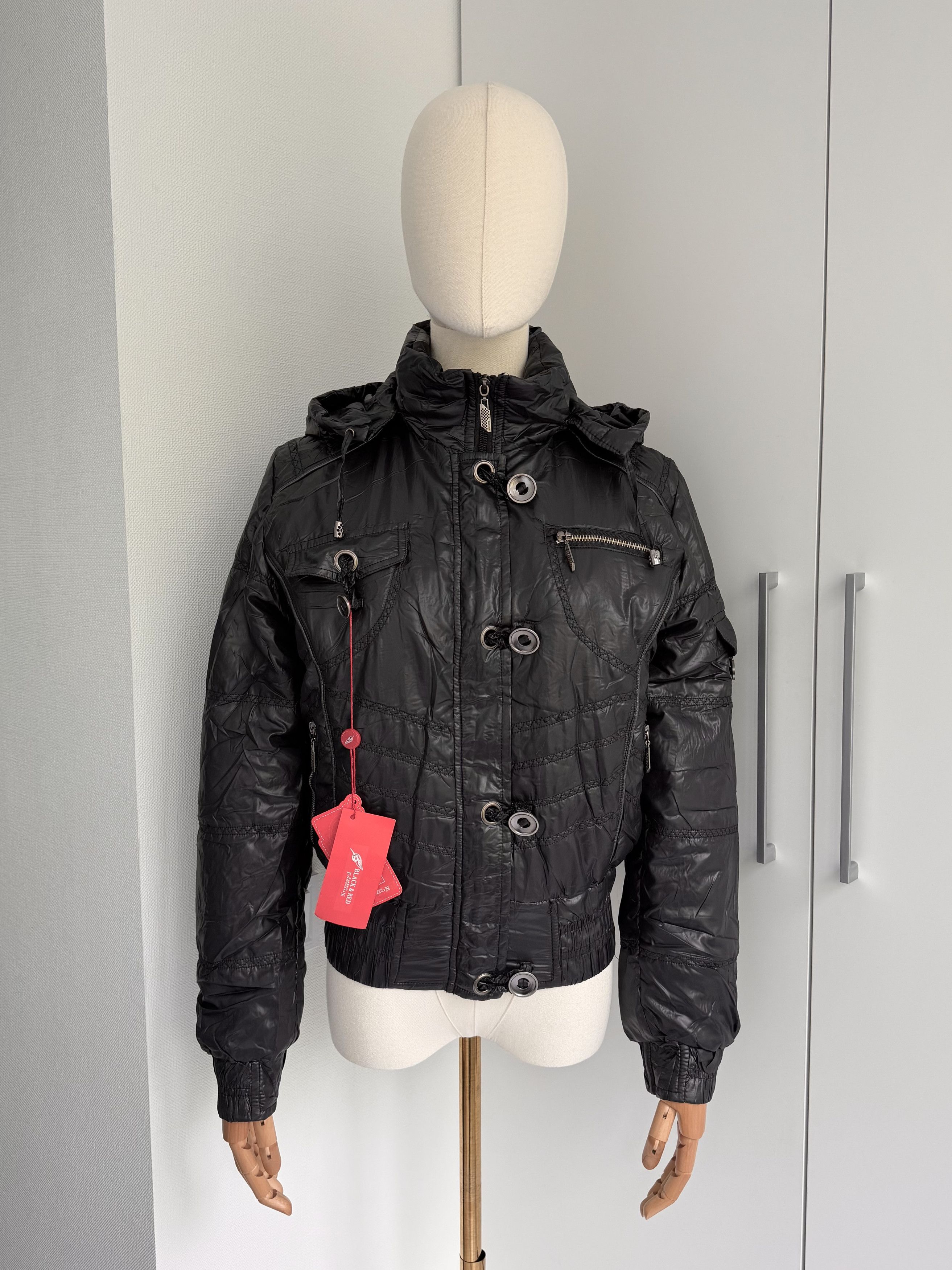 Japanese Brand Black Y2K Cropped Moto Jacket Women S Utility Biker Coat Size S / US 4 / IT 40 - 1 Thumbnail