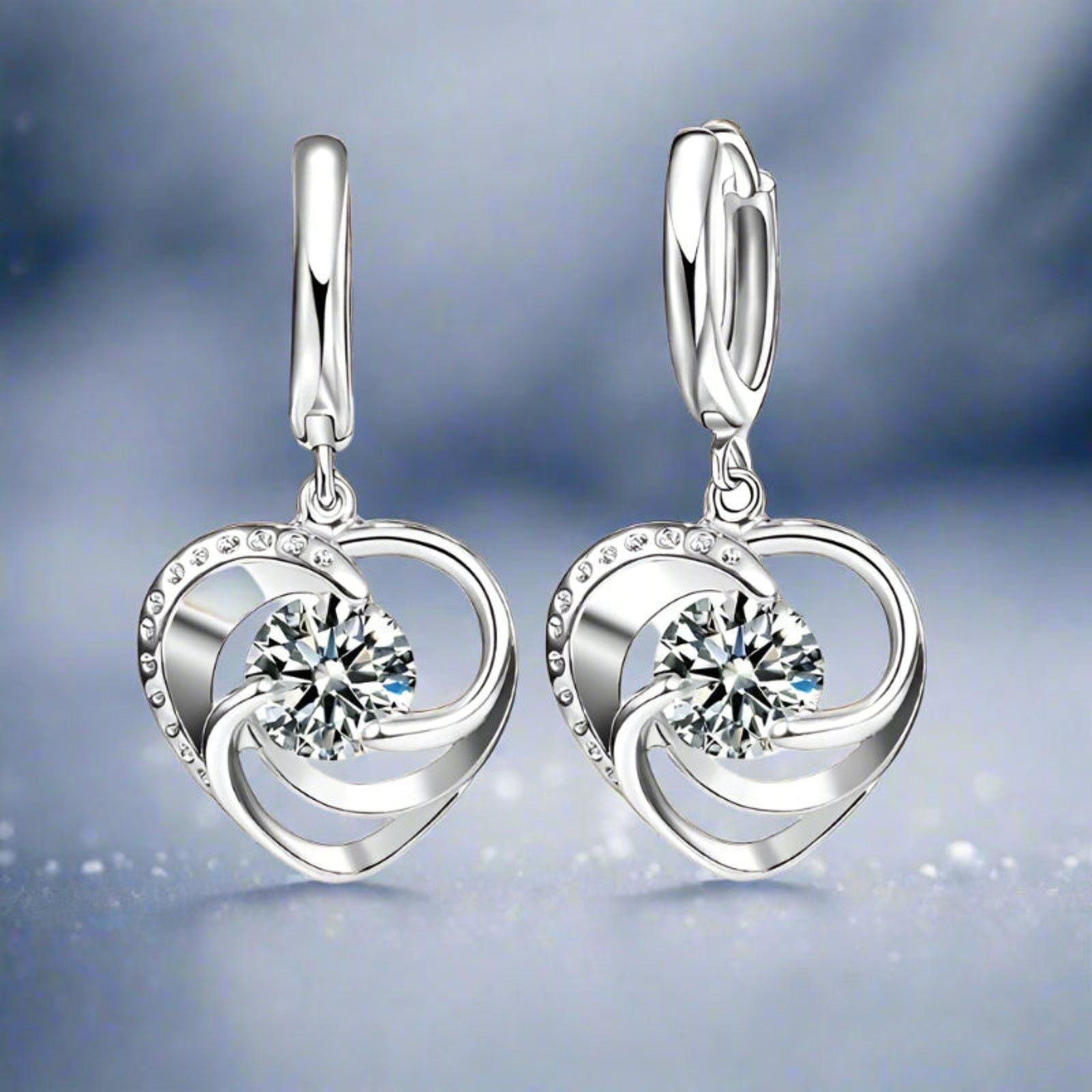Other 925 Sterling Silver Heart Necklace & Earrings Set Size ONE SIZE - 2 Thumbnail