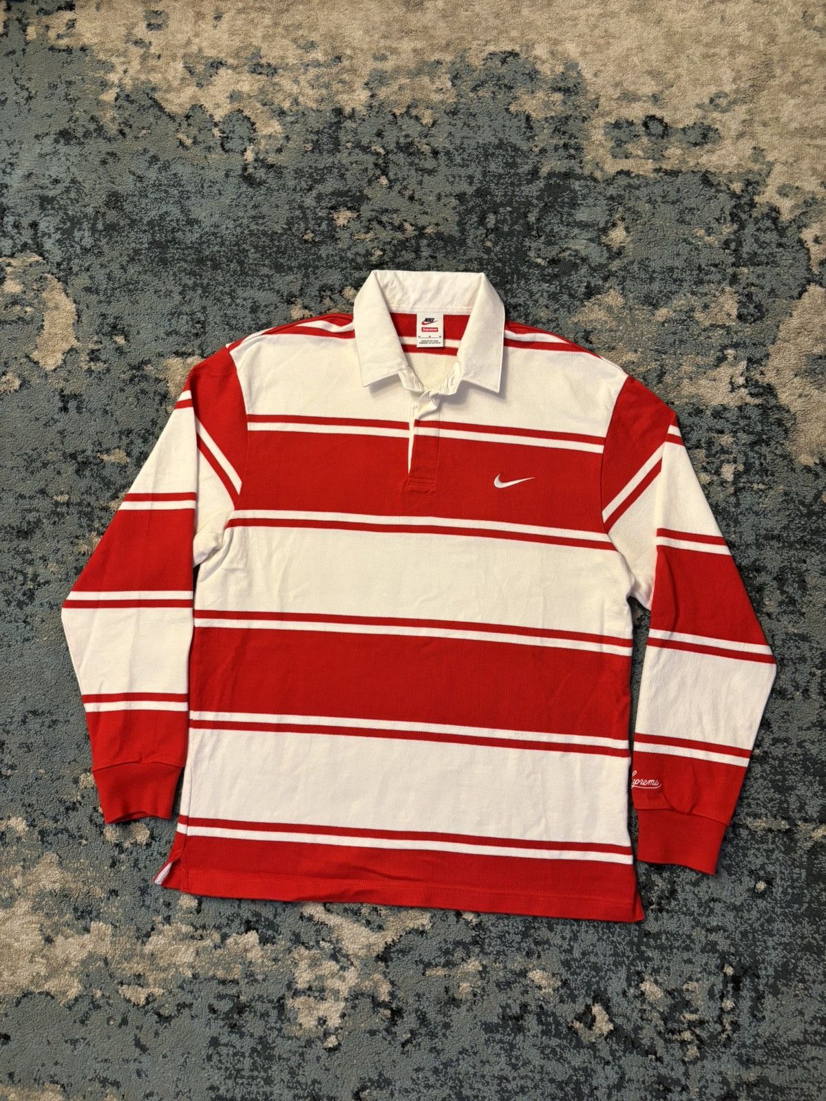 Supreme Nike Stripe Rugby Size M Fits True Large Flawless