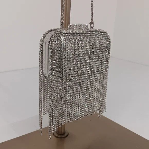 Jimmy Choo Jimmy Choo Micro Cloud Silver Crystal Mini Bag with Fringe Size ONE SIZE - 4 Thumbnail