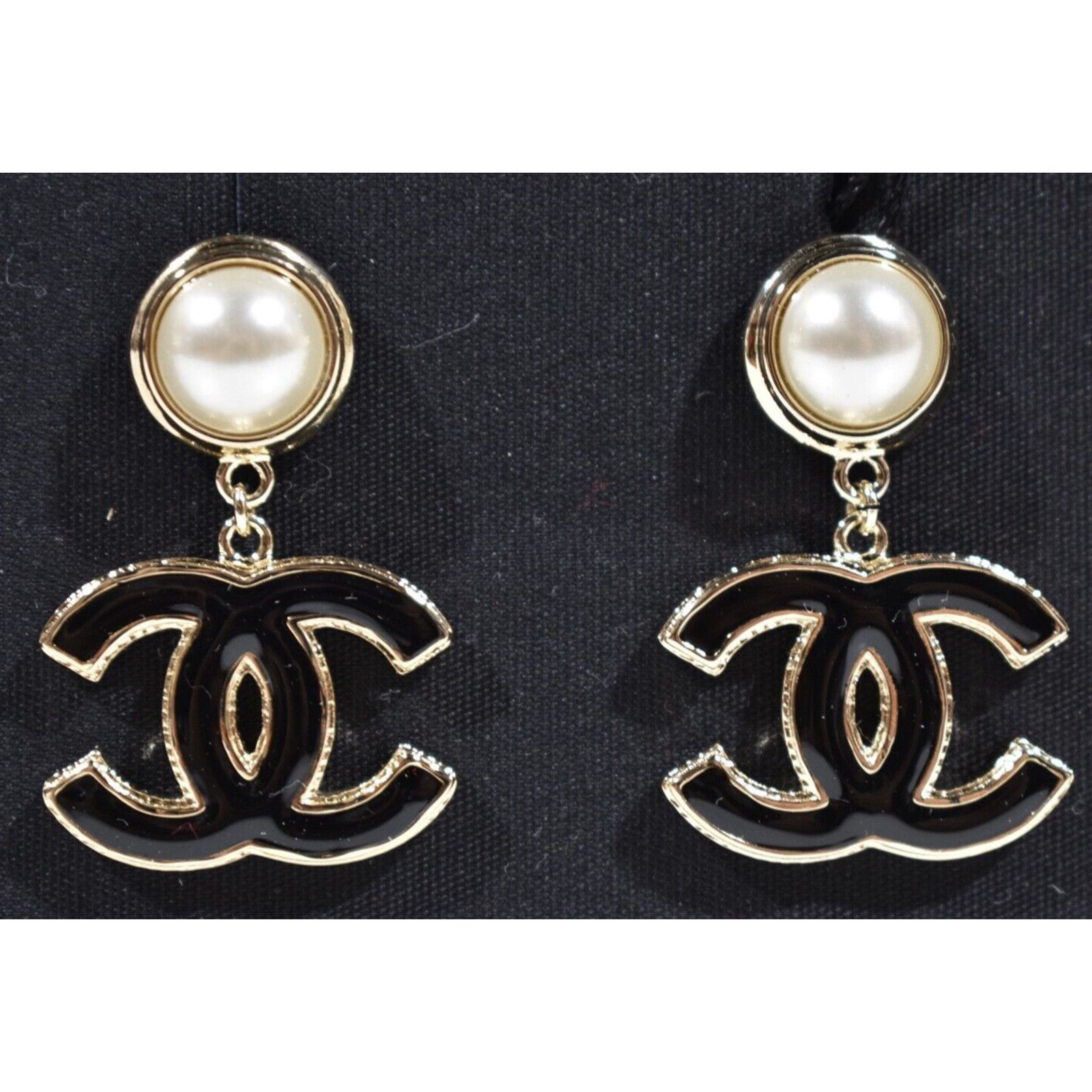Chanel Chanel Pendant Gold Black Pearly White Stud Drop Earrings Size ONE SIZE - 6 Thumbnail