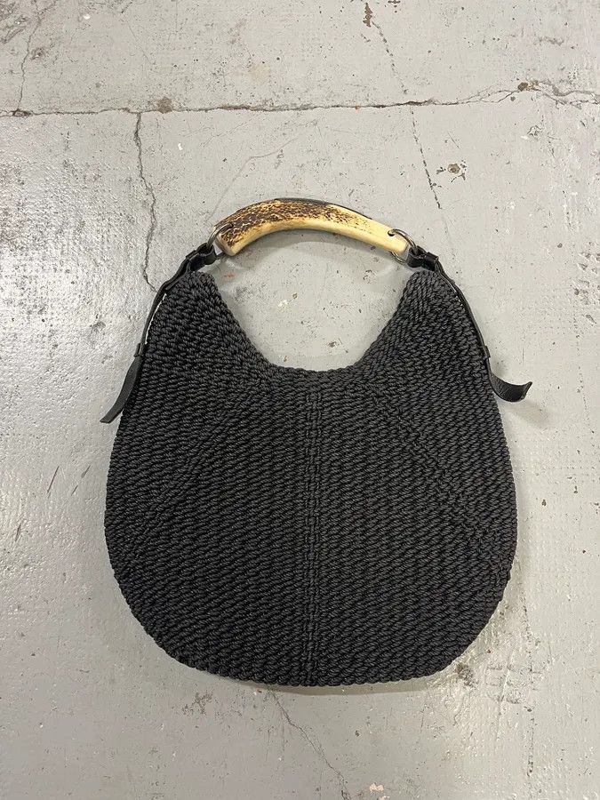 Yves Saint Laurent 2000s Yves Saint Laurent Mombasa Black Woven Knot Horn Handle Bag Size ONE SIZE - 1 Thumbnail