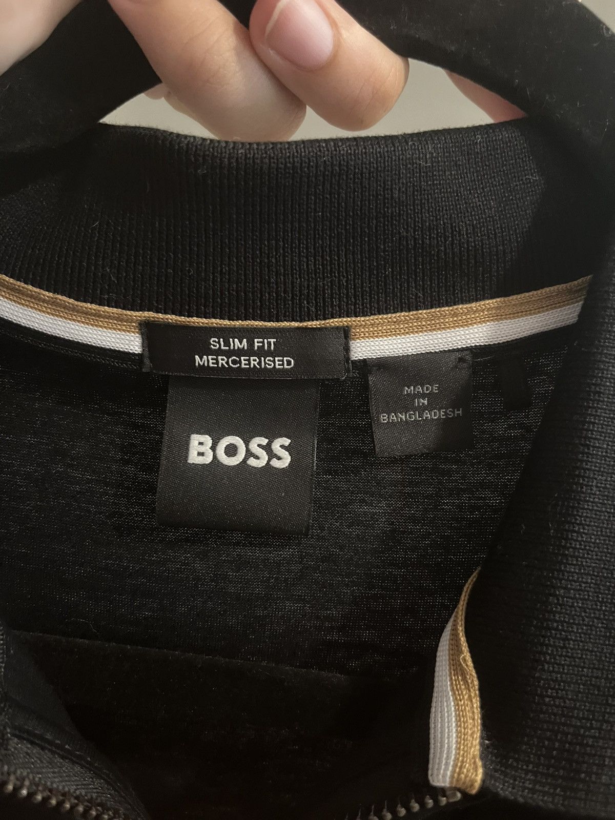 Hugo Boss Hugo Boss Zip Polo Black Slim Fit Mercerised Tee Size US M / EU 48-50 / 2 - 3 Thumbnail