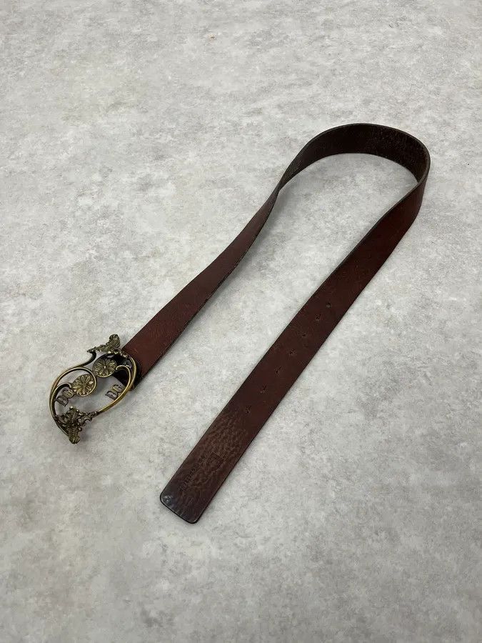 Dolce & Gabbana 2000s Dolce & Gabbana Antique Brown Leather Belt Size ONE SIZE - 3 Thumbnail