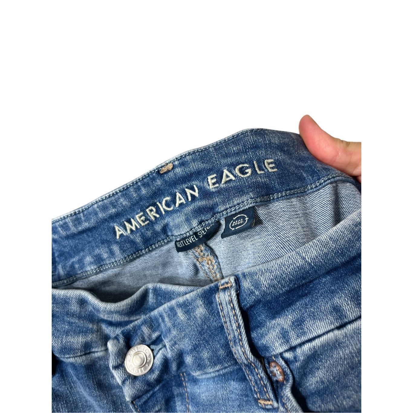 American Eagle Outfitters American Eagle Curvy Super High Rise Flare Distressed Jeans Size 28" / US 6 / IT 42 - 9 Thumbnail