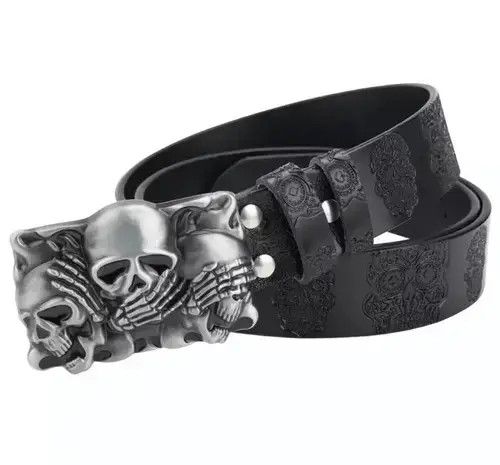 VIBE Skull Leather Belts Size ONE SIZE - 7 Thumbnail