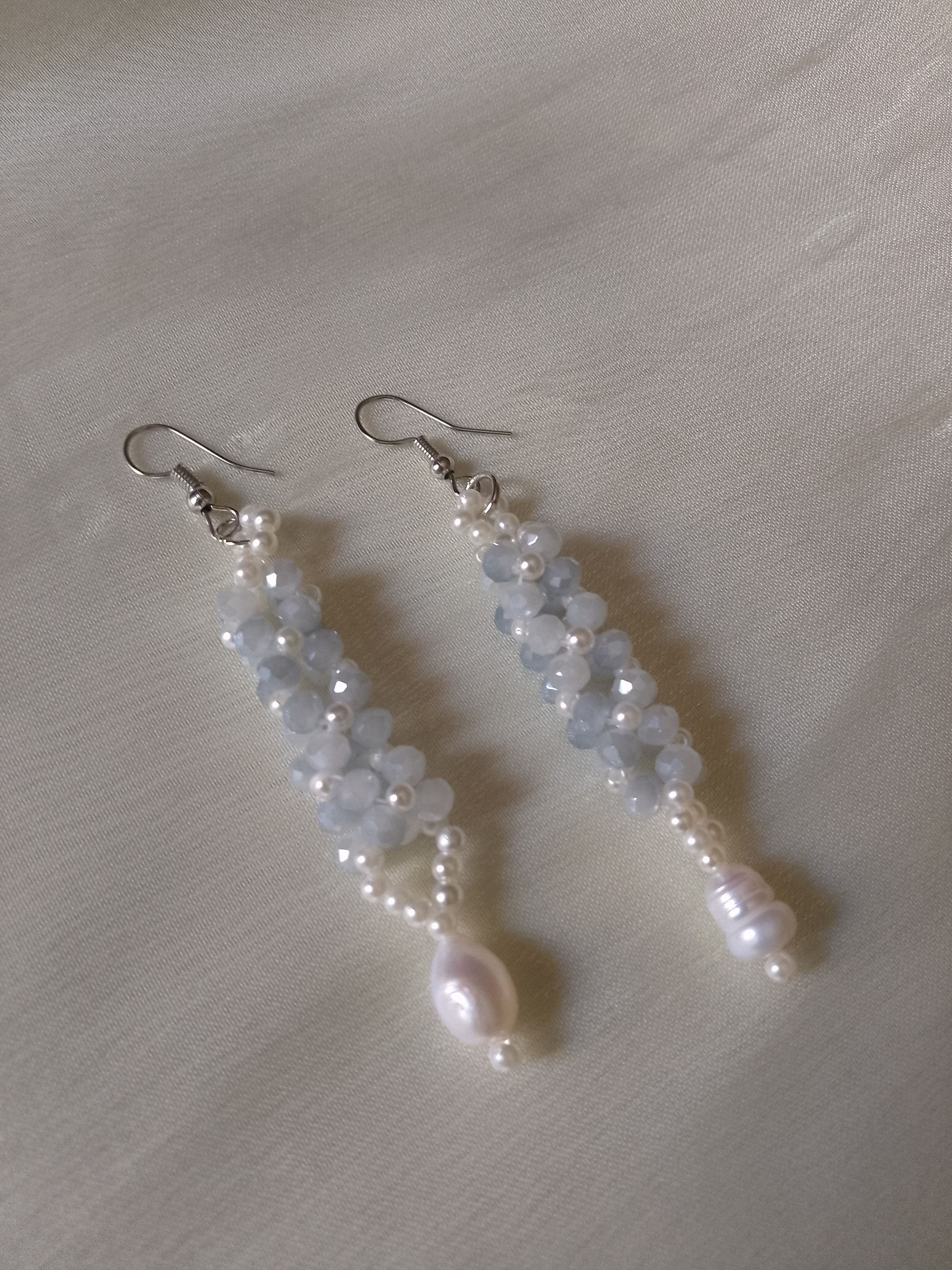 Handmade Glamour earrings in crystal with Freshwater pearls Size ONE SIZE - 2 Thumbnail