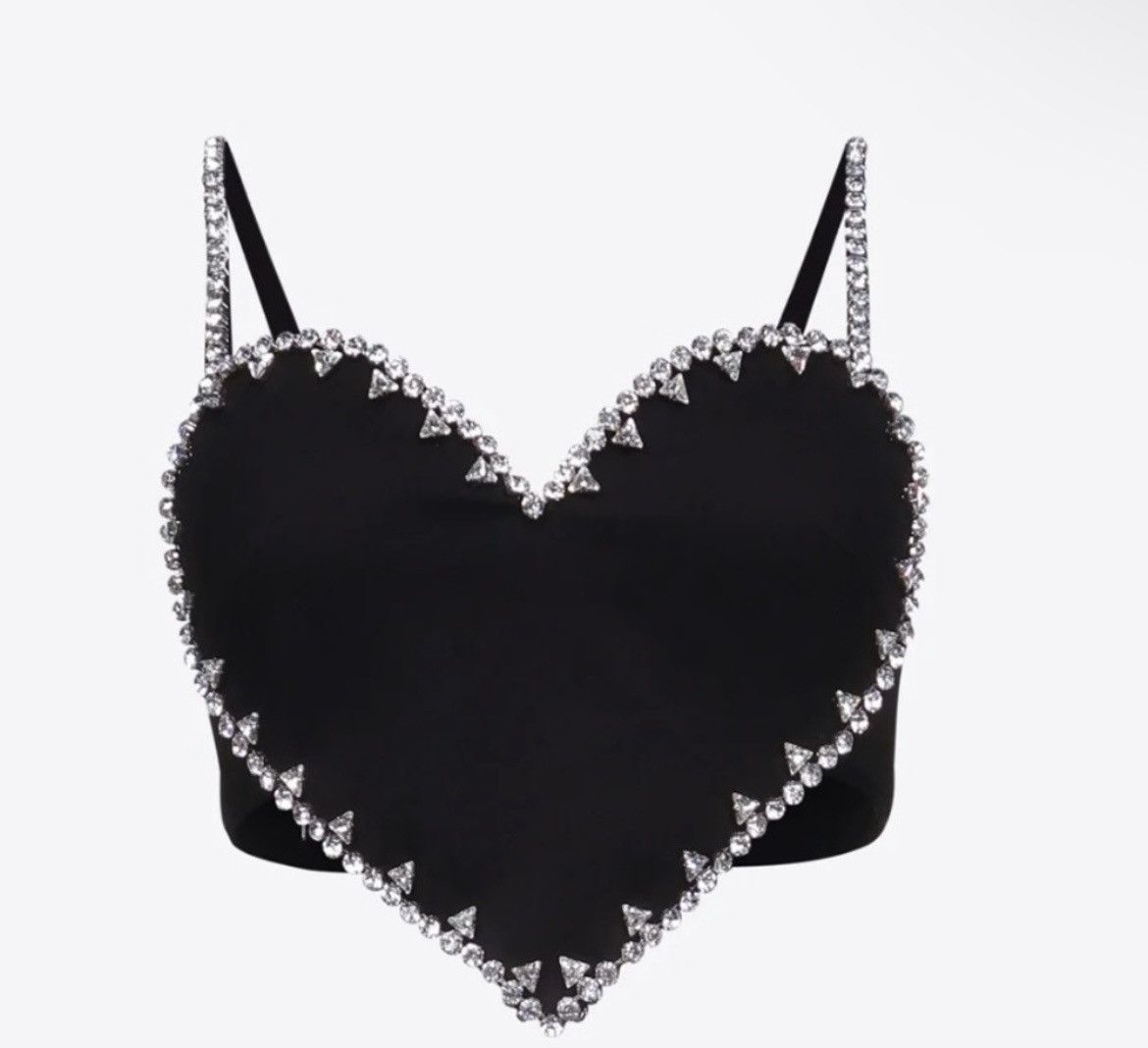 Area NYC AREA Crystal-embellished stretch-crepe Trim Heart Size M / US 6-8 / IT 42-44 - 1 Thumbnail