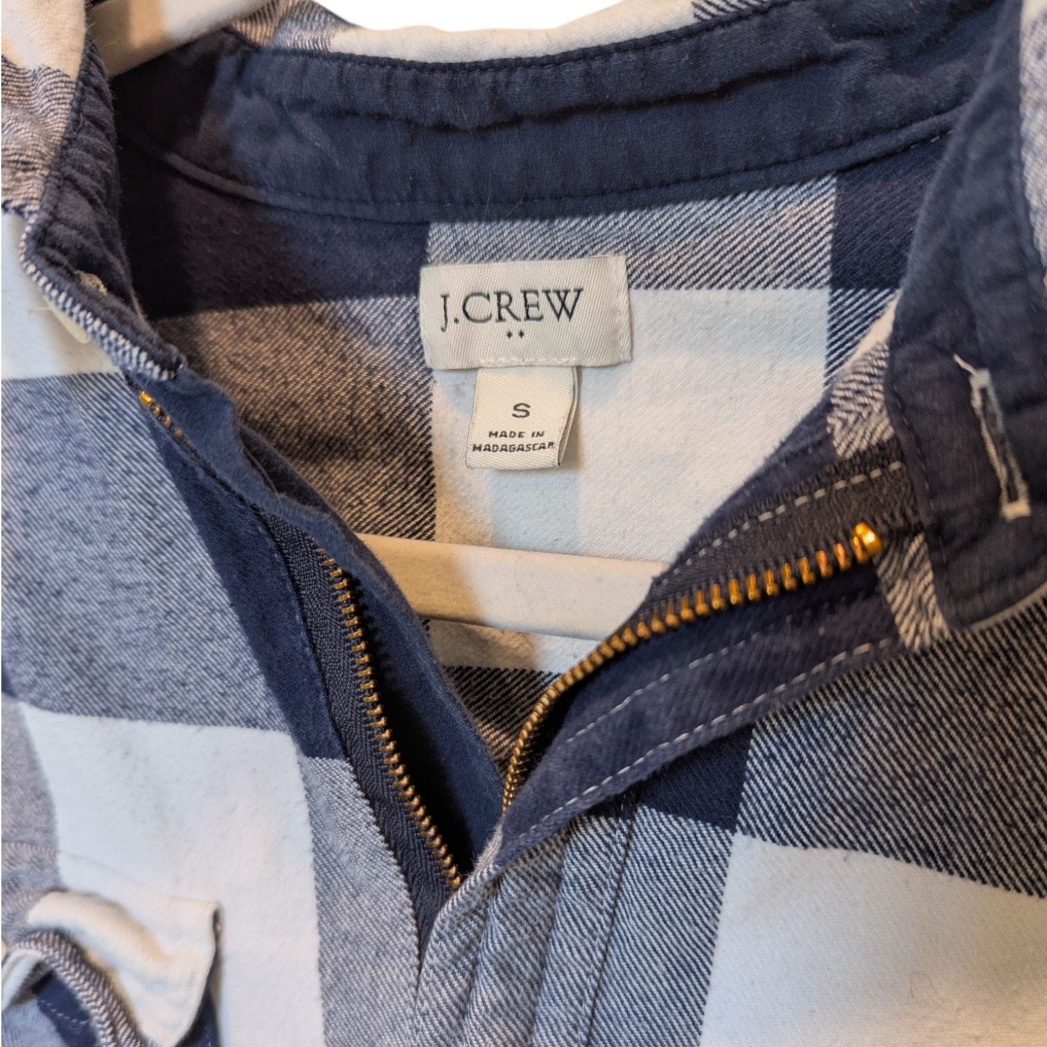 J.Crew J. Crew Buffalo Check Blue Half Zip Shirt Jacket Shacket Size S / US 4 / IT 40 - 3 Thumbnail