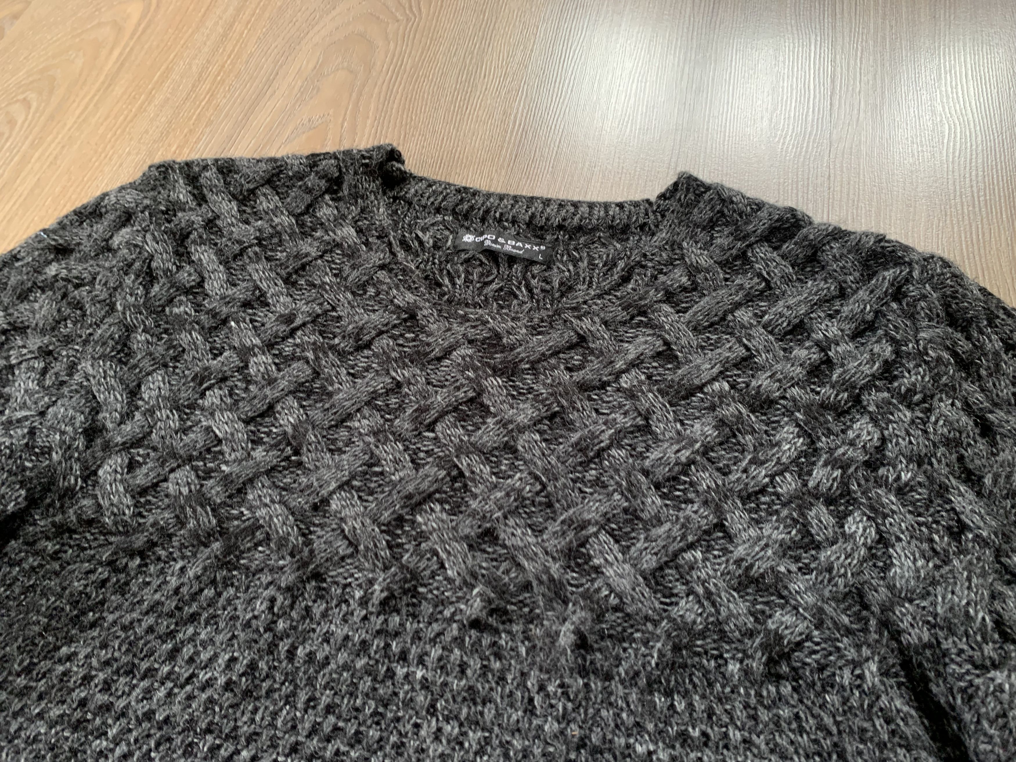 Japanese Brand Cipo & Baxx Knit Wool Gray Sweater Size US L / EU 52-54 / 3 - 4 Thumbnail