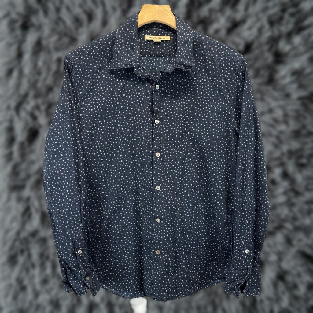 John Varvatos JOHN VARVATOS Polka Dot Button-Up Shirt Sz Small Wired Collar Navy Classic Mens Size US S / EU 44-46 / 1 - 1 Thumbnail