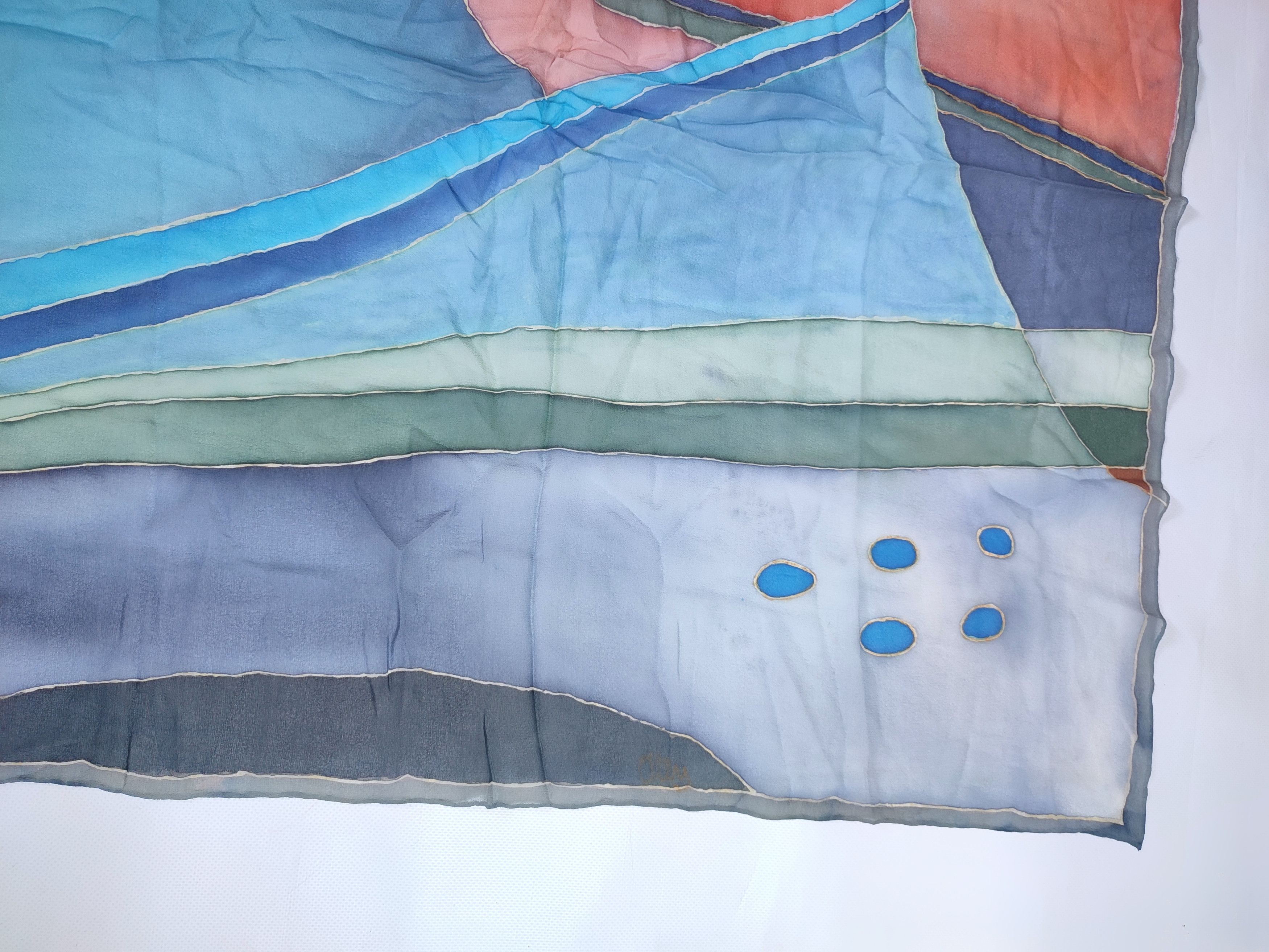 Vintage Abstract Butic Hand made Silk Scarf Olly & Suzi Size ONE SIZE - 2 Thumbnail
