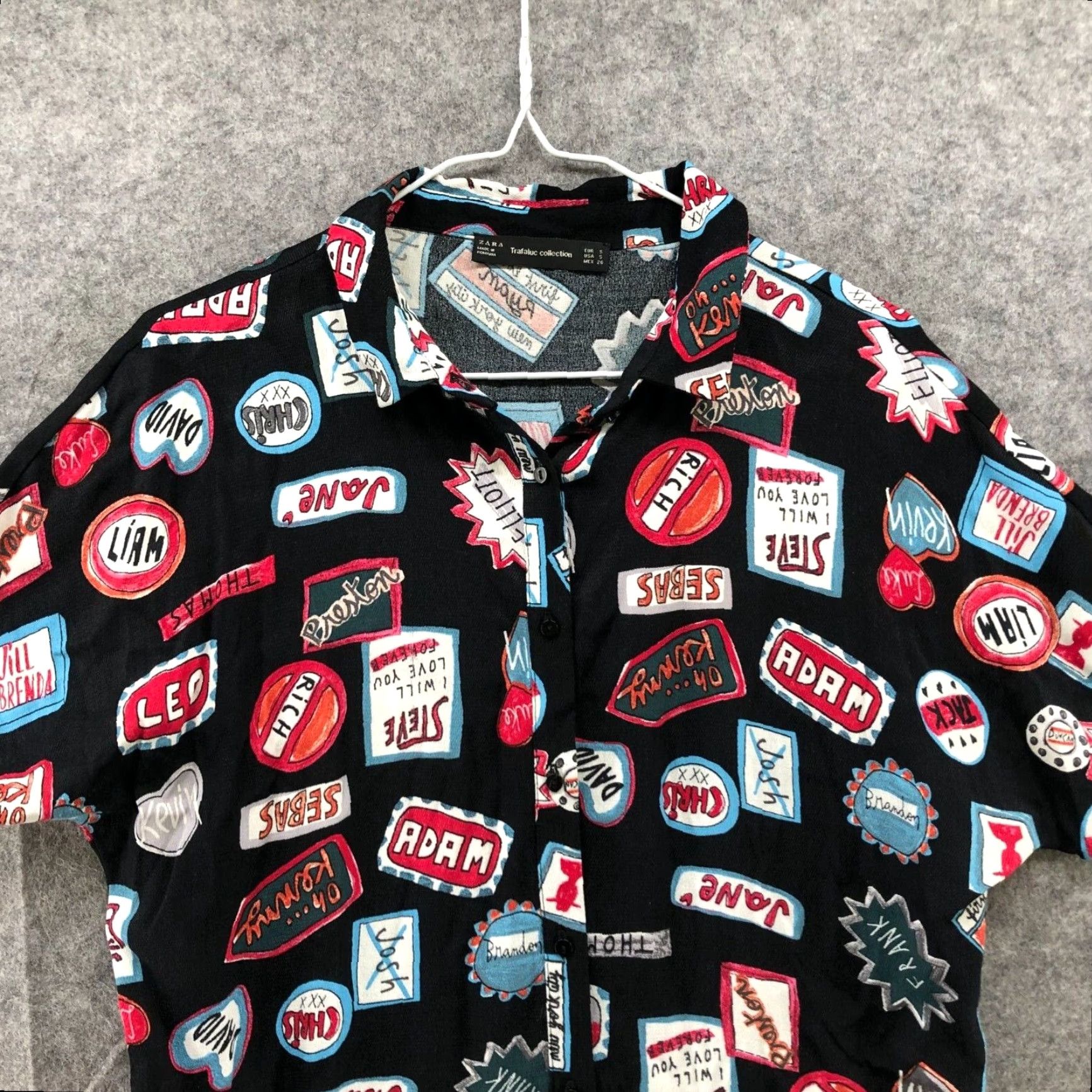 Zara ZARA Shirt Dress Womens S Multicolor Printed Mini Button Collared Short Sleeve Rayon Viscose Casual Size S / US 4 / IT 40 - 3 Thumbnail