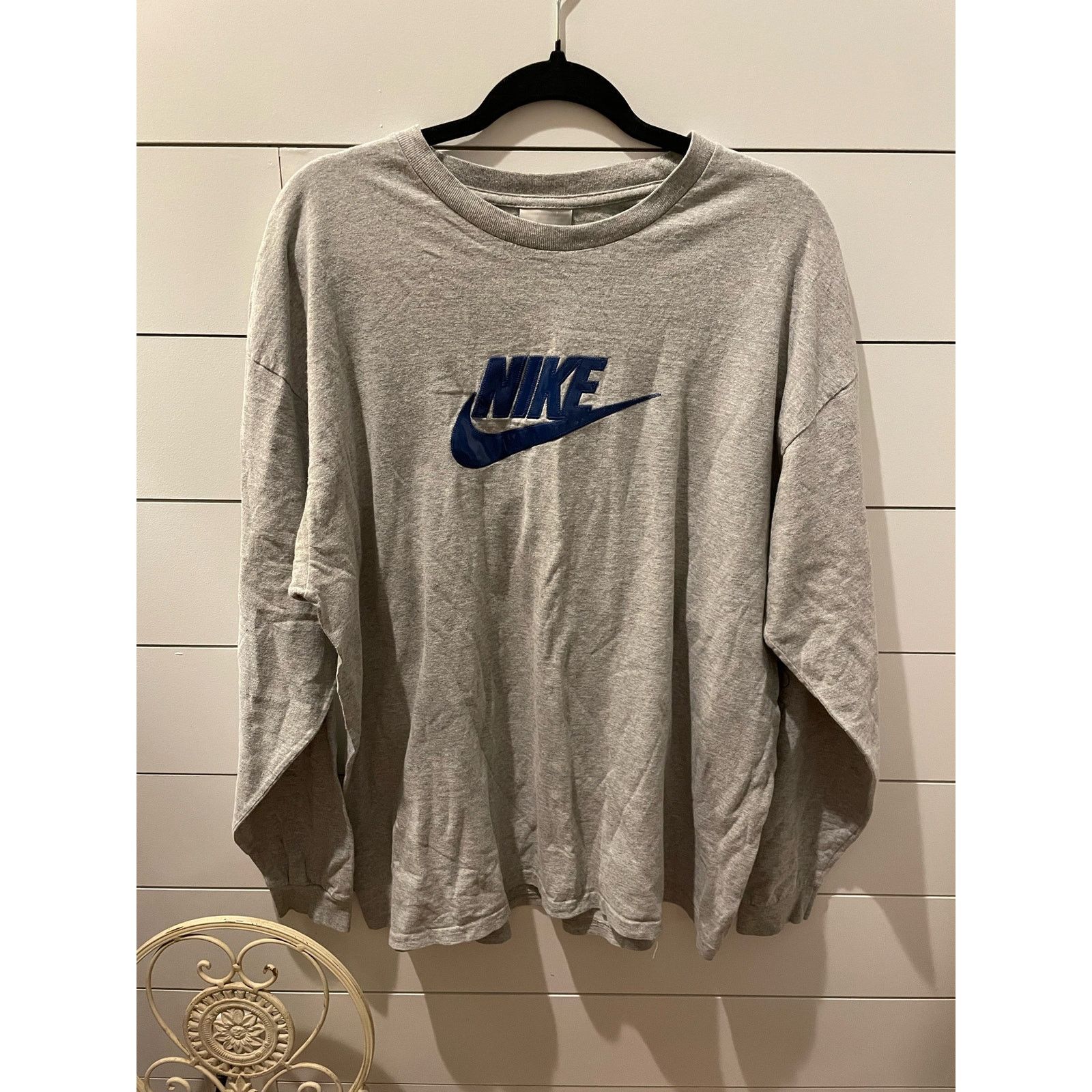 Nike Vintage Y2K Nike Vinyl Blue Logo Silver Label Long Sleeve,XL Size US XL / EU 56 / 4 - 2 Thumbnail