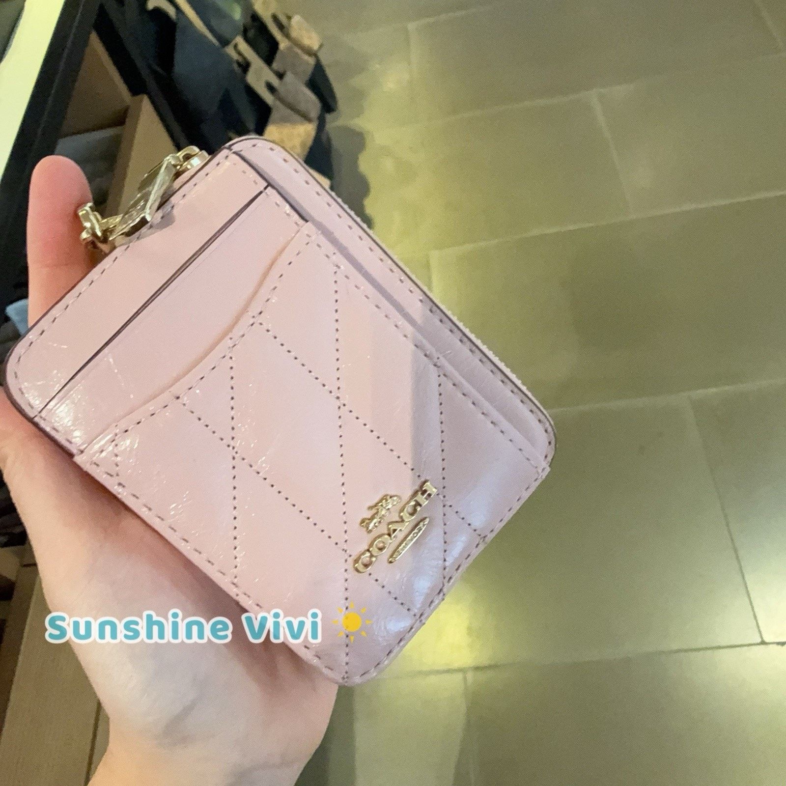Coach NWT Coach Zip Card Case Quilting CEC51 leather Carnation Size ONE SIZE - 4 Thumbnail