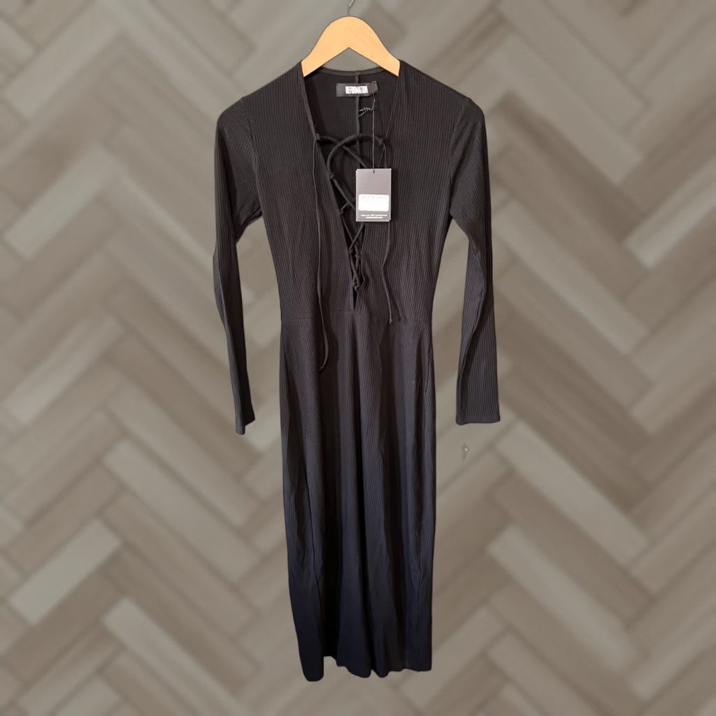 Reformation Black Long Sleeve Slip Dress Ribbed Size S NWT Womens Midi Dress  - trueticket.mx