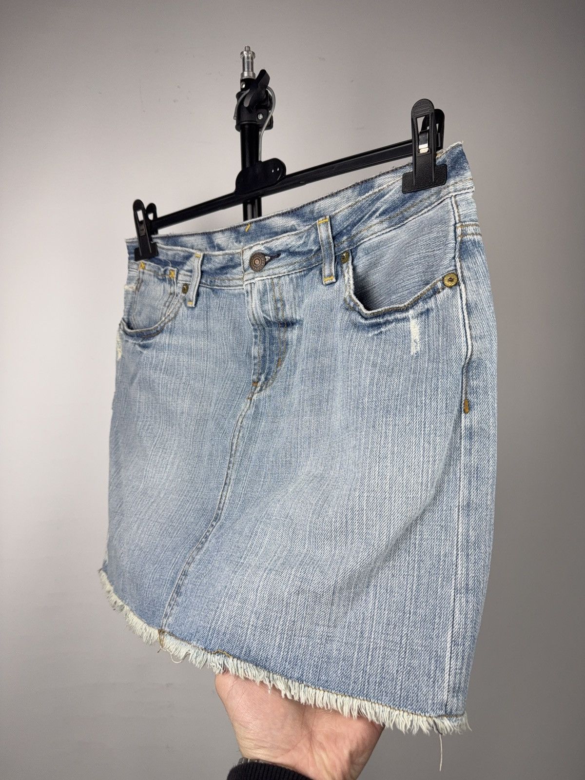 Polo Ralph Lauren 00s RL Polo Ralph Lauren USA Y2K Denim Mini Skirt Raw Hem Size 30" / US 8 / IT 44 - 3 Thumbnail
