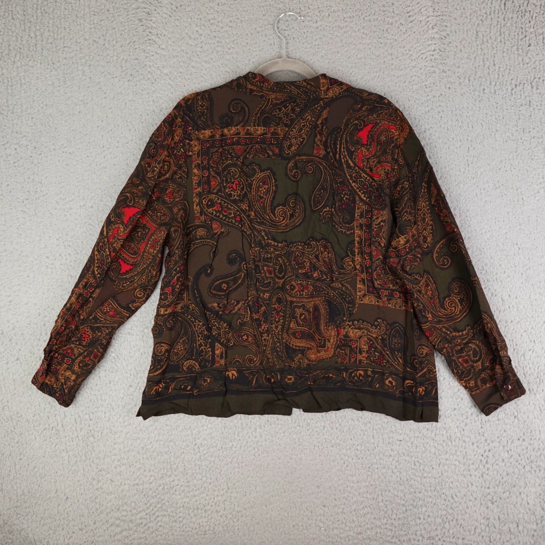 Pendleton VINTAGE Pendleton Shirt Womens 14W Brown Paisley Long Sleeve 100% Rayon V-Neck Boho Mens? Size XL / US 12-14 / IT 48-50 - 6 Thumbnail