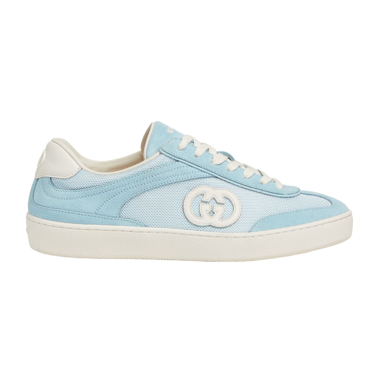 GUCCI Interlocking G Women's Light Blue Suede Sneakers New &