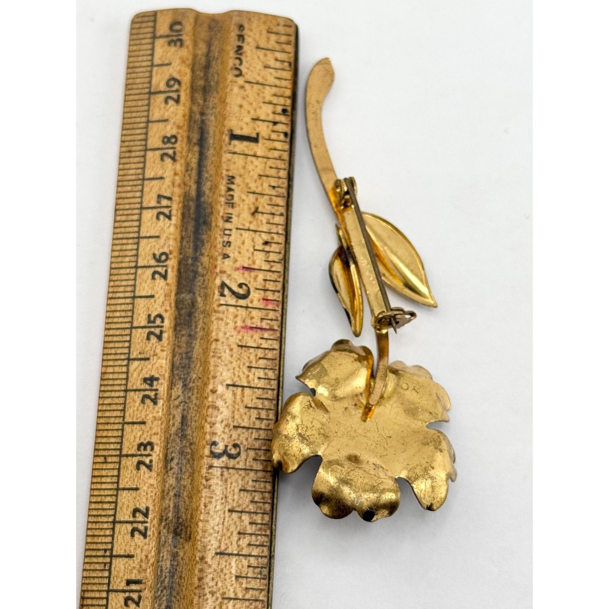 Vintage Vintage signed made in Austria red rhinestone flower brooch Size ONE SIZE - 5 Thumbnail