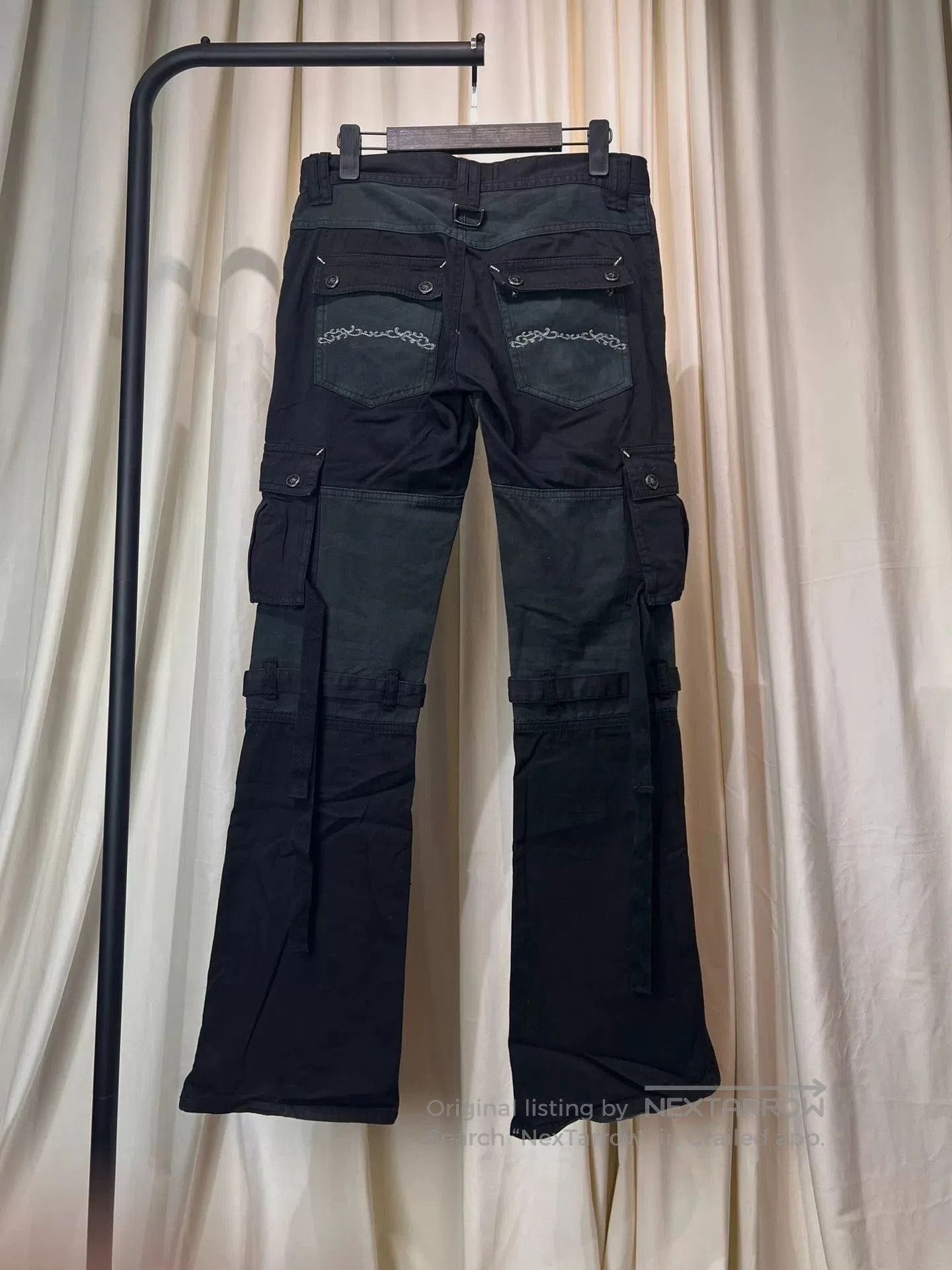 MIDNIGHT RODEO dark avant-garde cargo pants with zippers. Size US 32 / EU 48 - 2 Thumbnail